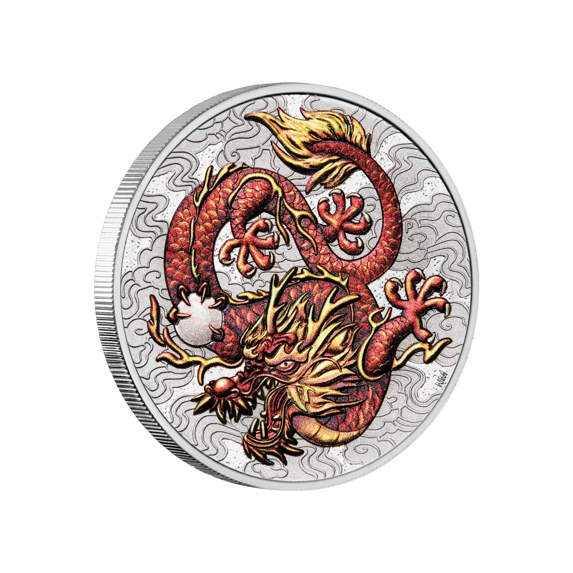 2021 Perth Mint Chinese Myths & Legends Red Dragon 1oz Silver Coloured Coin