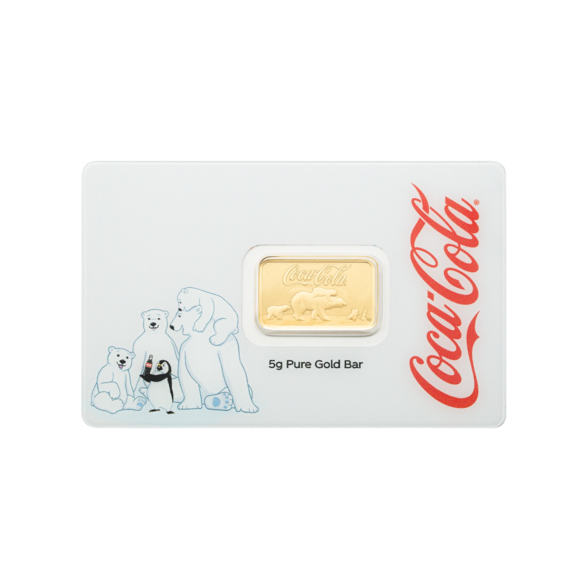 Pamp Coca-Cola Holiday Polar Bears 5g Gold Minted Bar
