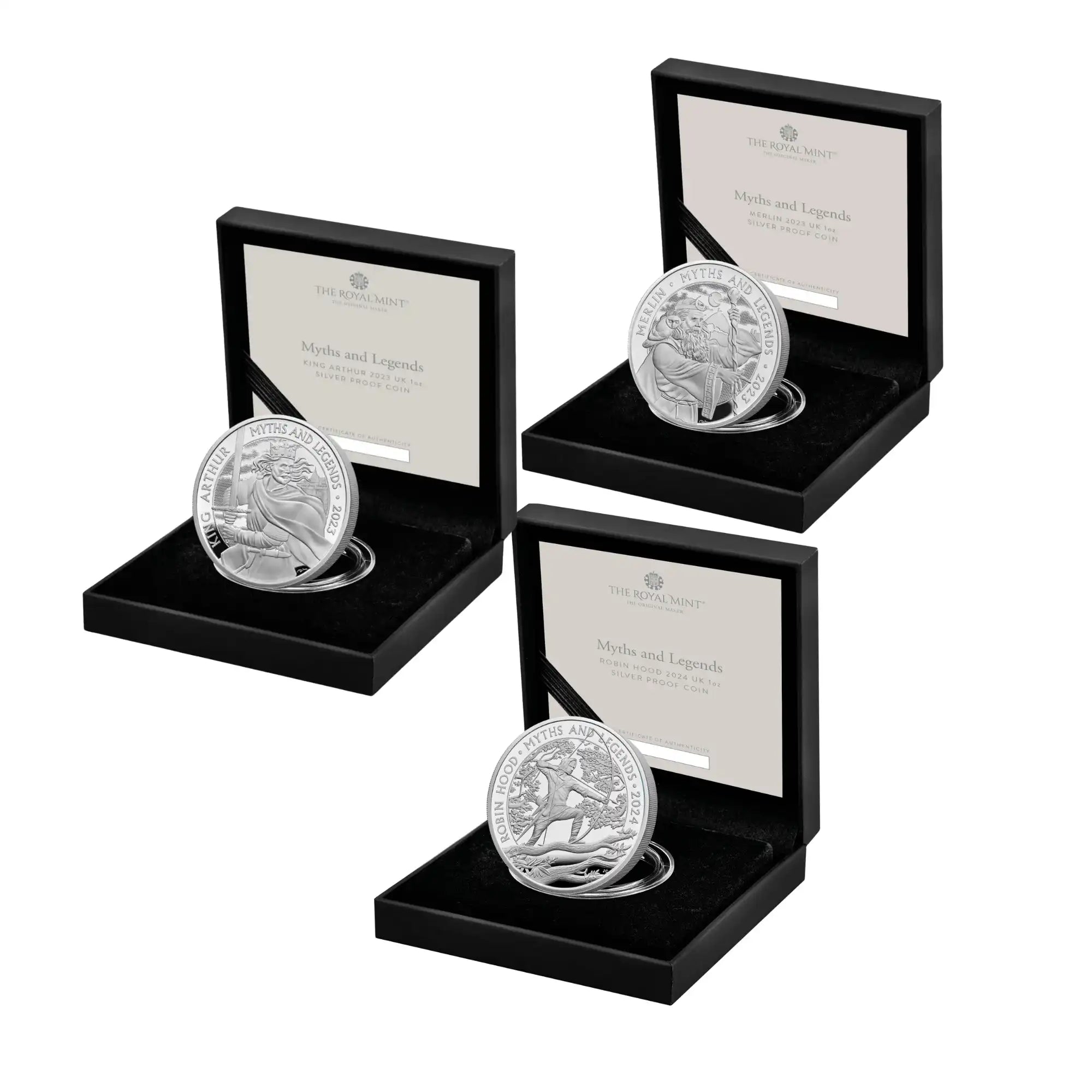 2023–2024 Royal Mint Myths & Legends 1oz Silver Proof 3-Coin Collection