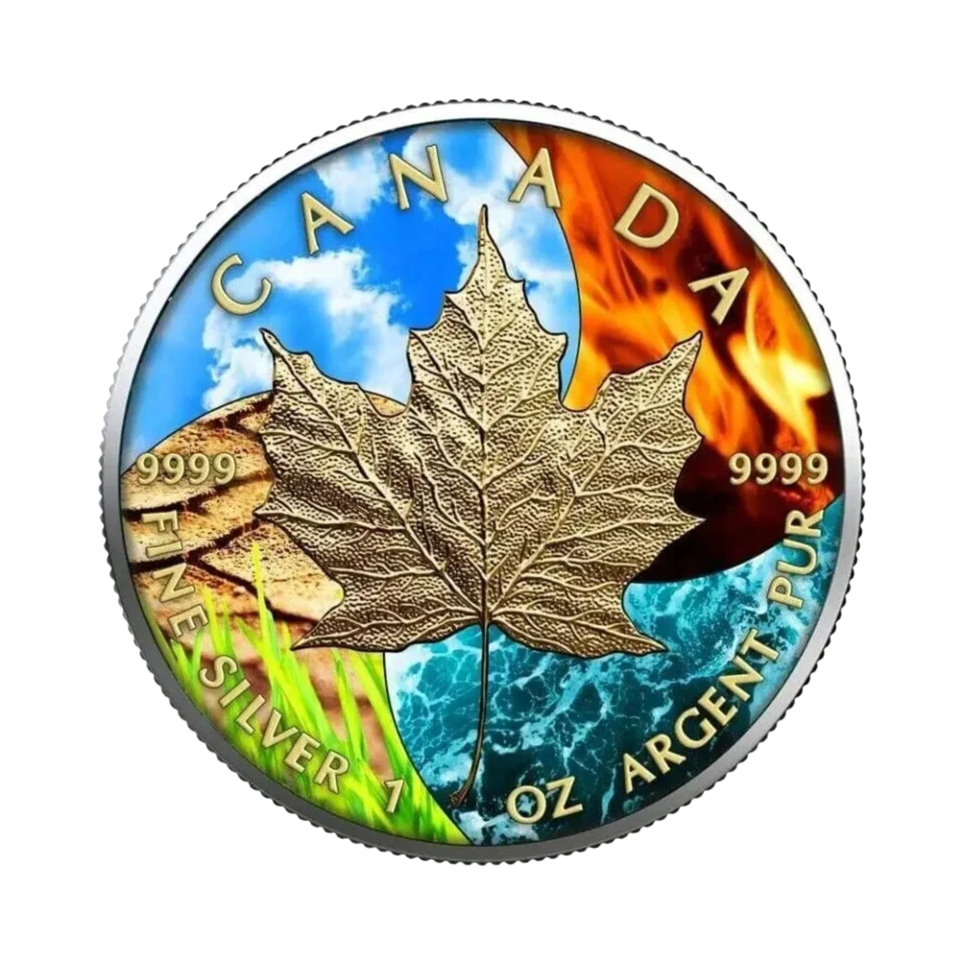 2023 4 Elements Holographic Maple Leaf 1oz Silver Coin