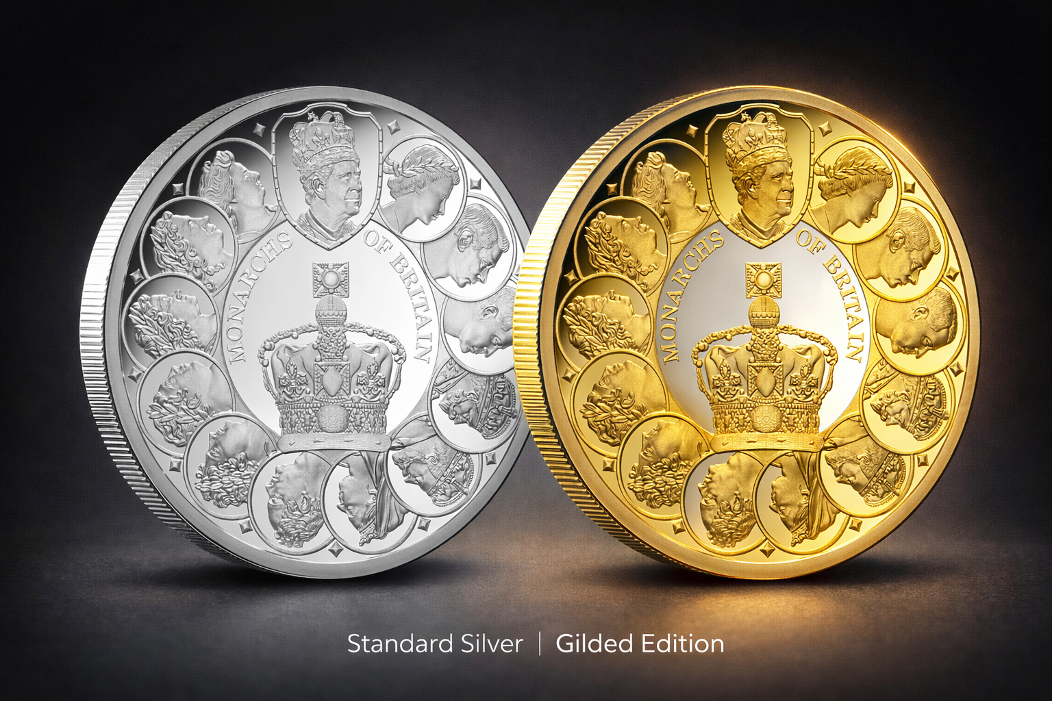 2025 Niue Monarchs of Britain 1oz Silver Proof & 24K Gilded 2-Coin Collection