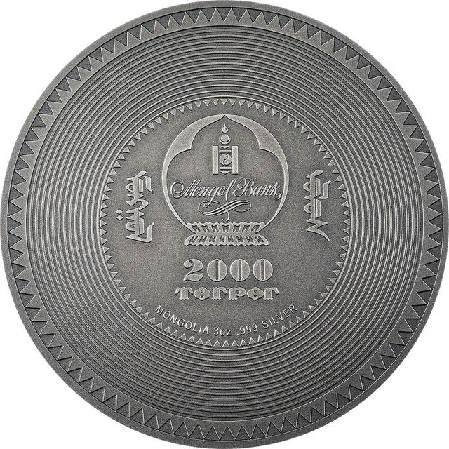 2022 Mongolia Buddha Mandala 3oz Antiqued Silver Colored Coin 111 mintage