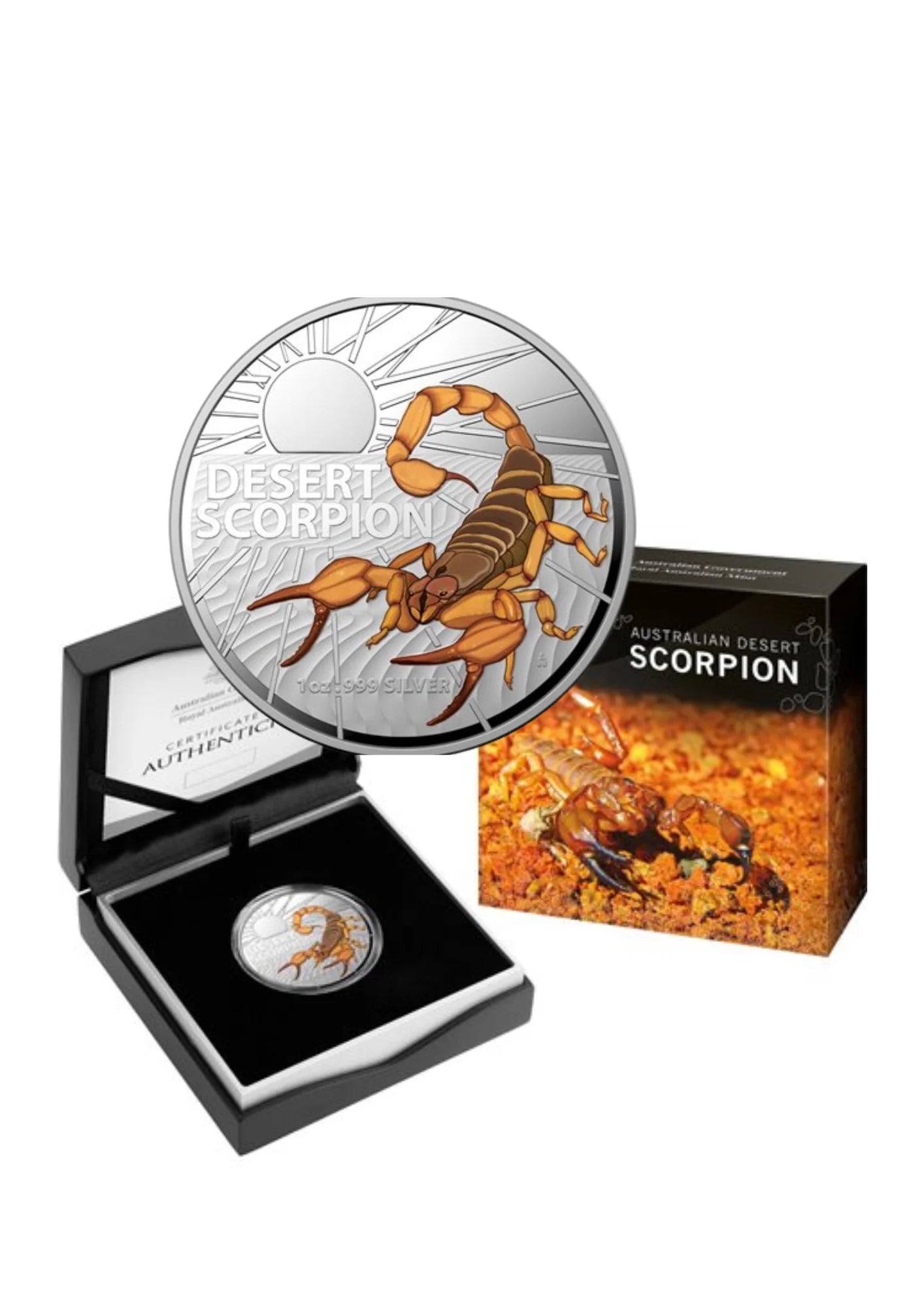 2023 RAM Most Dangerous Desert Scorpion 1oz Silver Coloured Proof Coin.