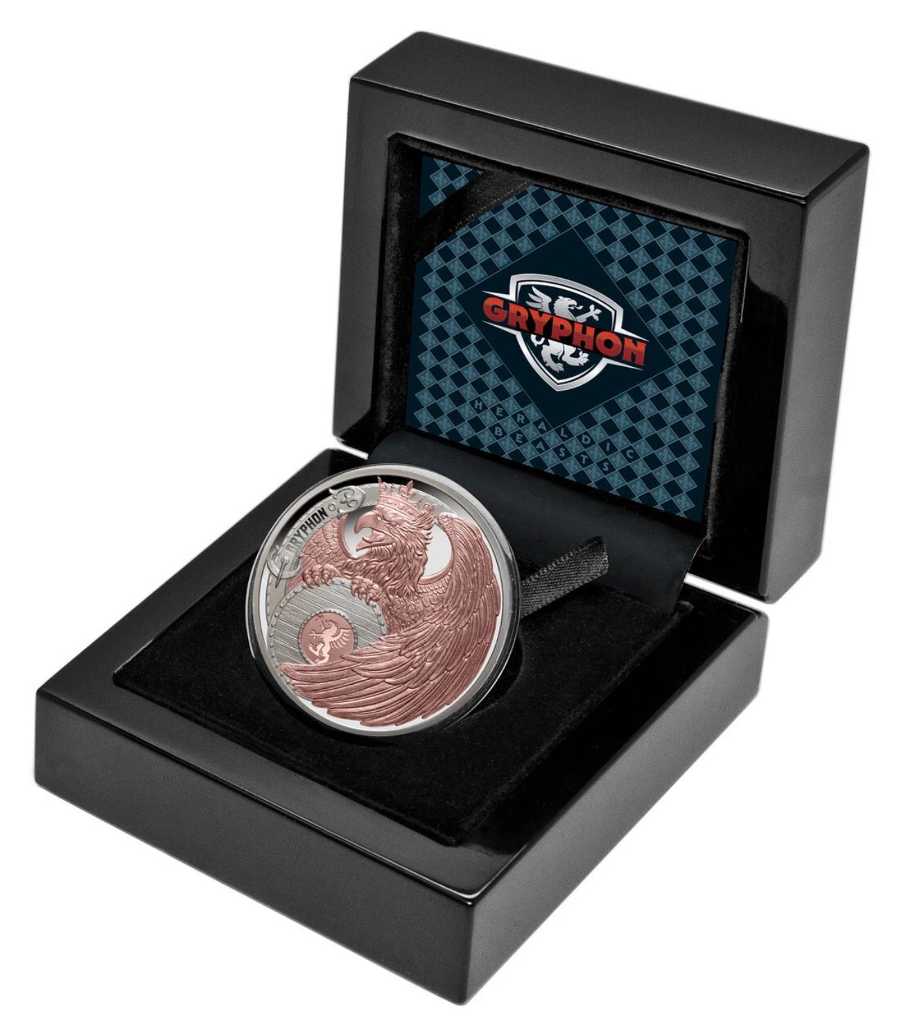 2024 NIUE Gryphon 1oz Rose-Gold Gilded Silver Proof Coin