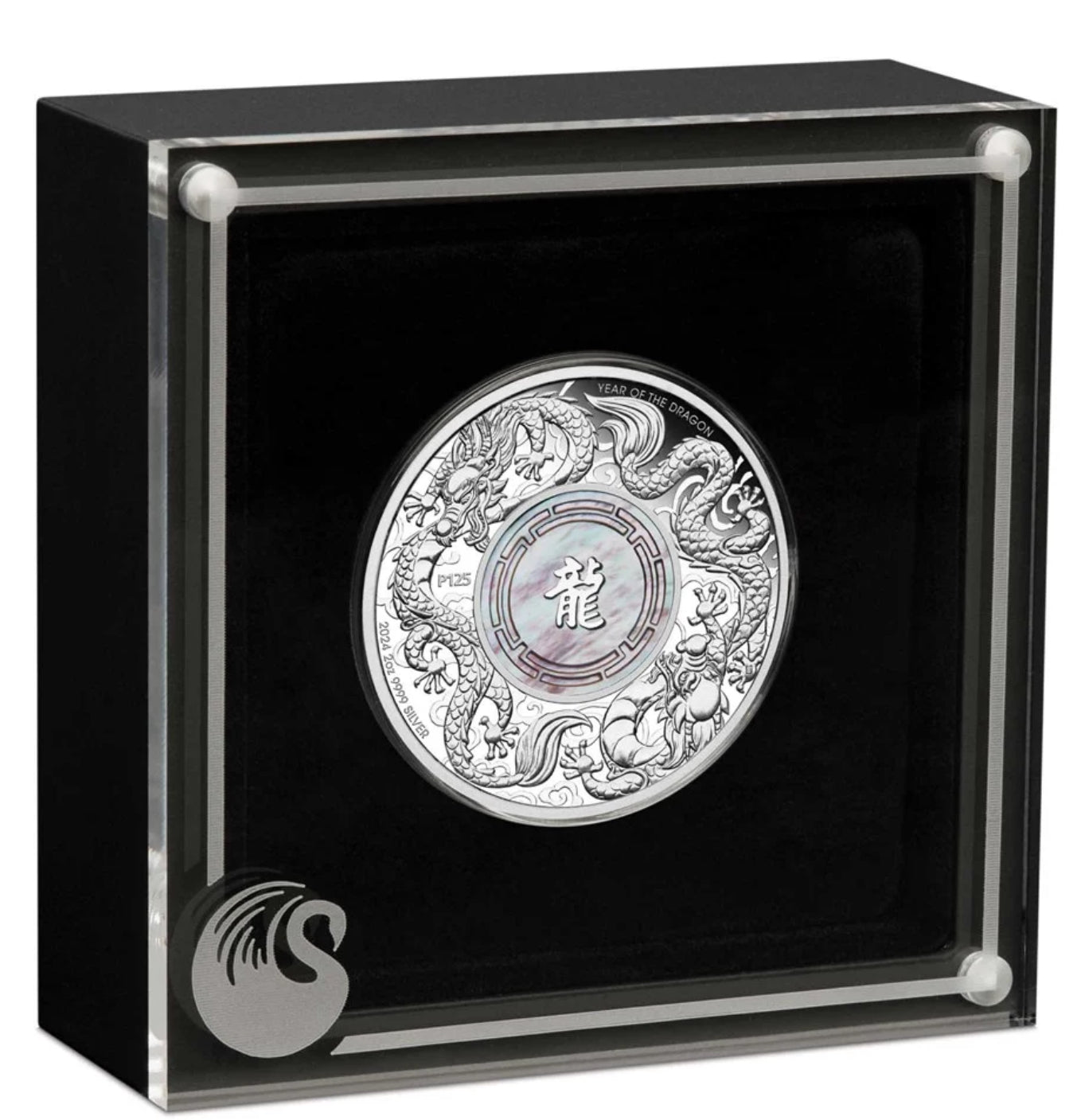 2024 Perth Mint Double Dragon Mother of Pearl 2oz Silver Proof Coin