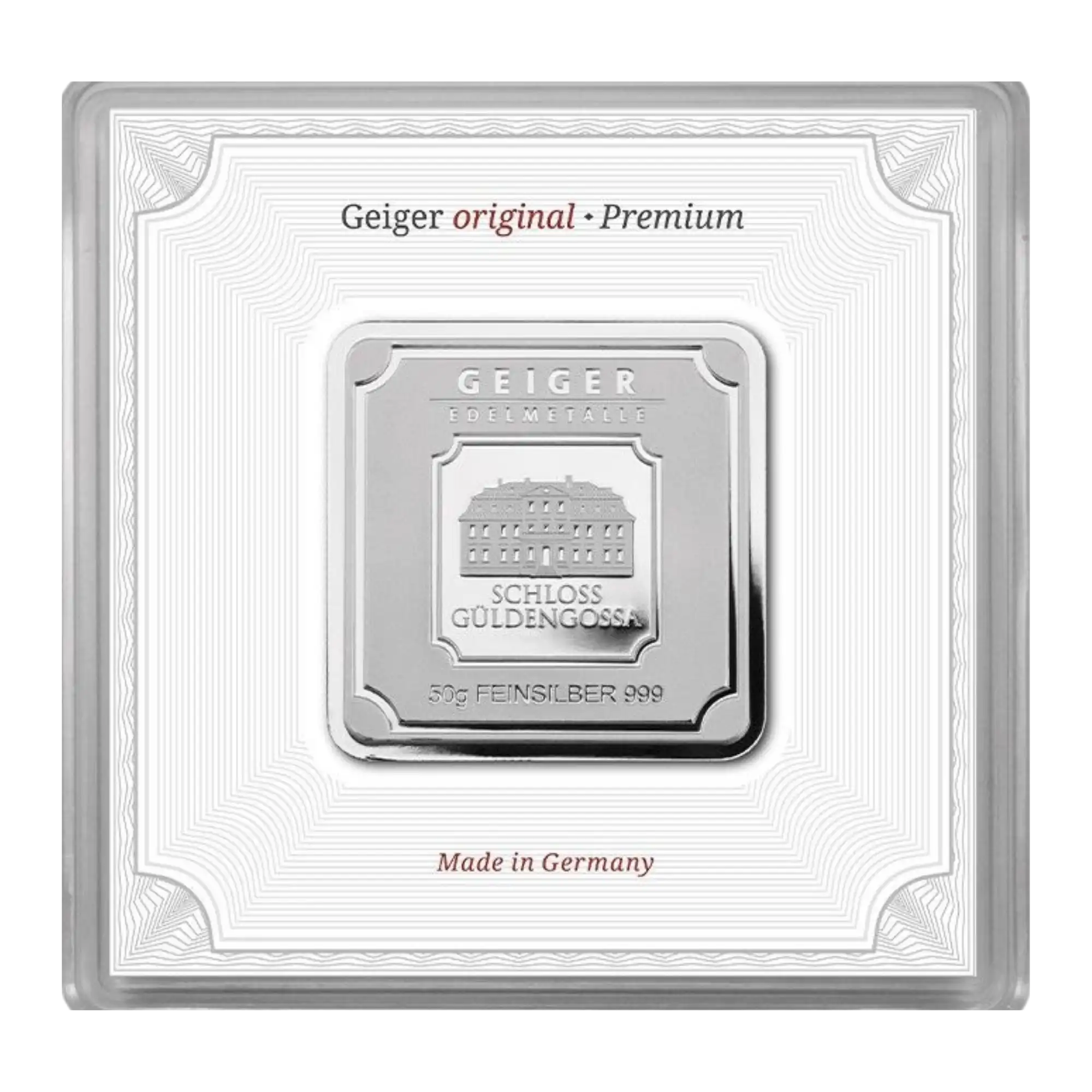 Geiger Original 50g Silver Square Bar