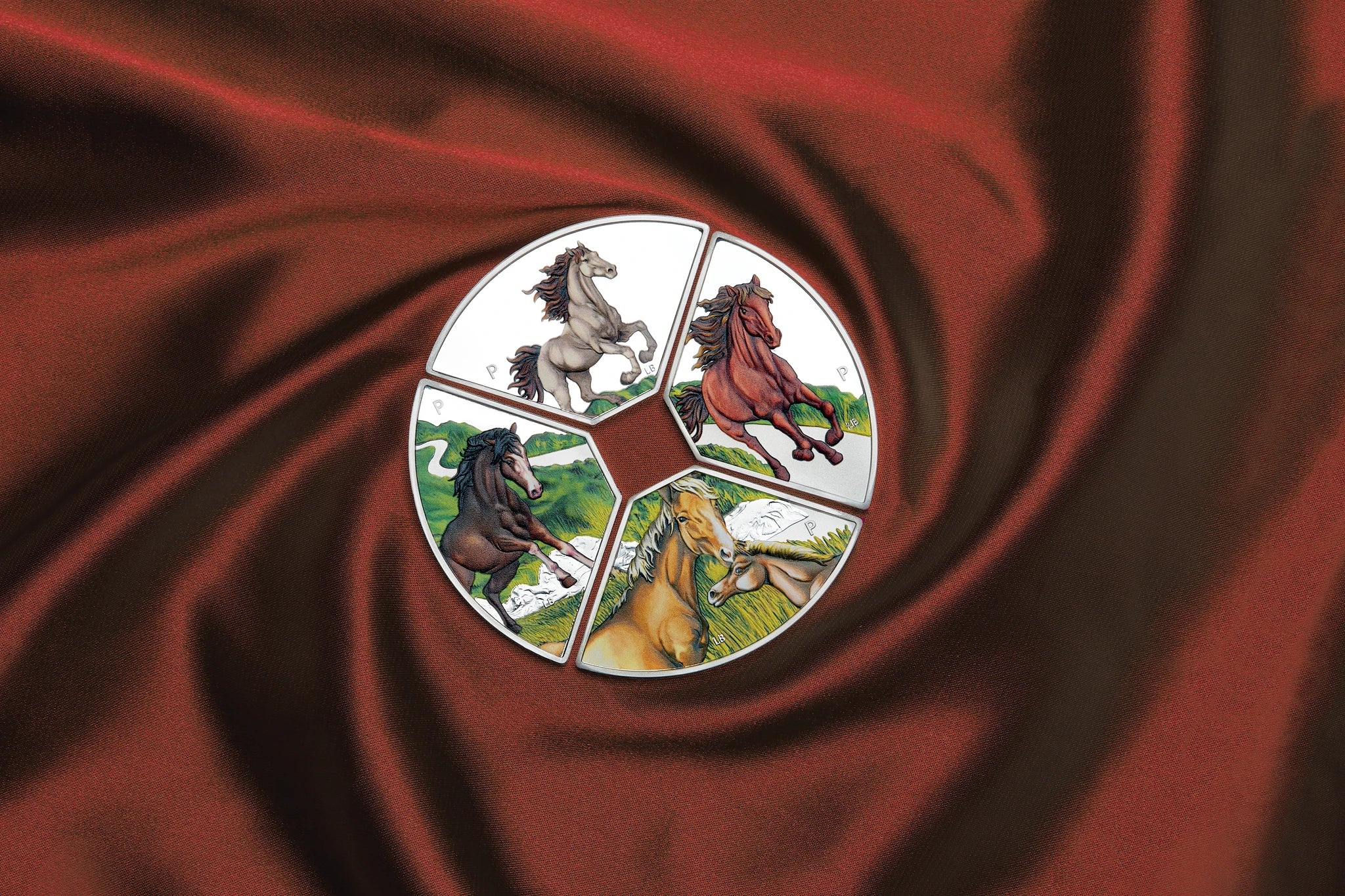 2026 Perth Mint Lunar Horse Quadrant 1oz Silver Proof Coloured 4 Coin Set