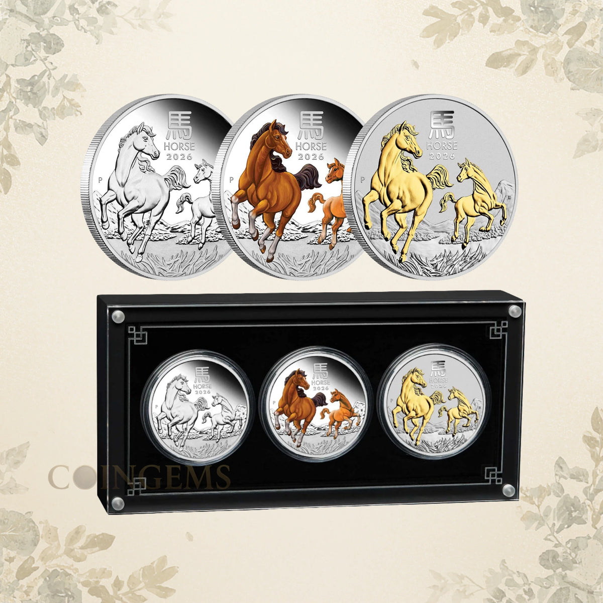 2026 Perth Mint Lunar Horse 1oz Silver Trio Set