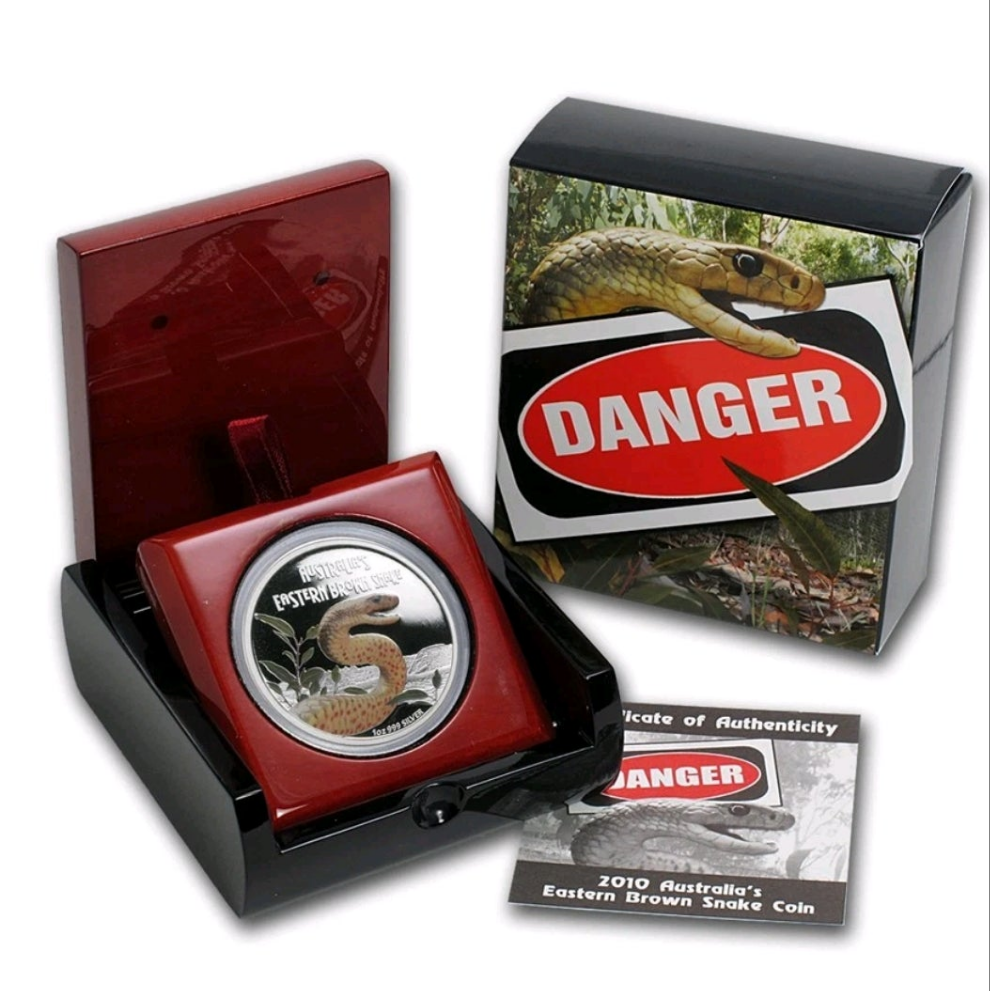 2010 Perth Mint Deadly & Dangerous Eastern Brown Snake 1oz Proof Silver Coin