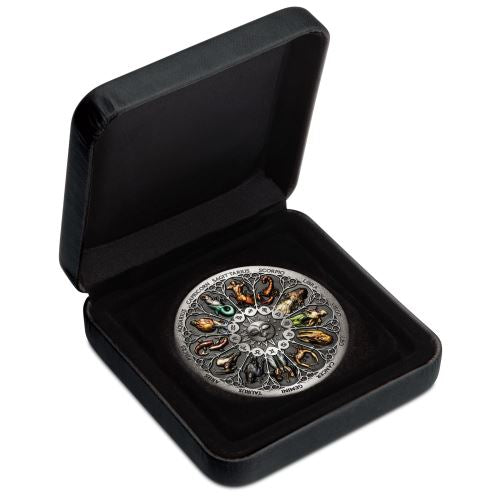 2020 PerthMint Zodiac 5oz Silver Antiqued Coloured Coin (with Original Box and Certificate) - No Outer Cover