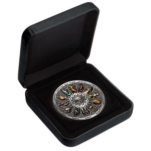 2020 PerthMint Zodiac 5oz Silver Antiqued Coloured Coin (with Original Box and Certificate) - No Outer Cover