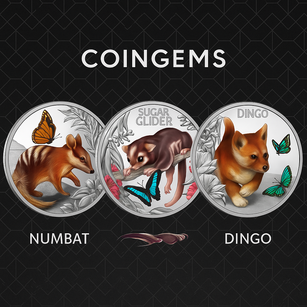 2024–26 Niue Baby Dingo Numbat & Glider 1oz Silver Proof 3 Coin Set