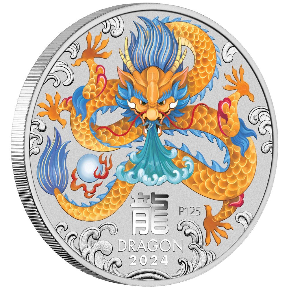 2024β2026 Perth Mint Lunar Dragon Snake Horse 1oz Silver Coloured 3-Coin Collection