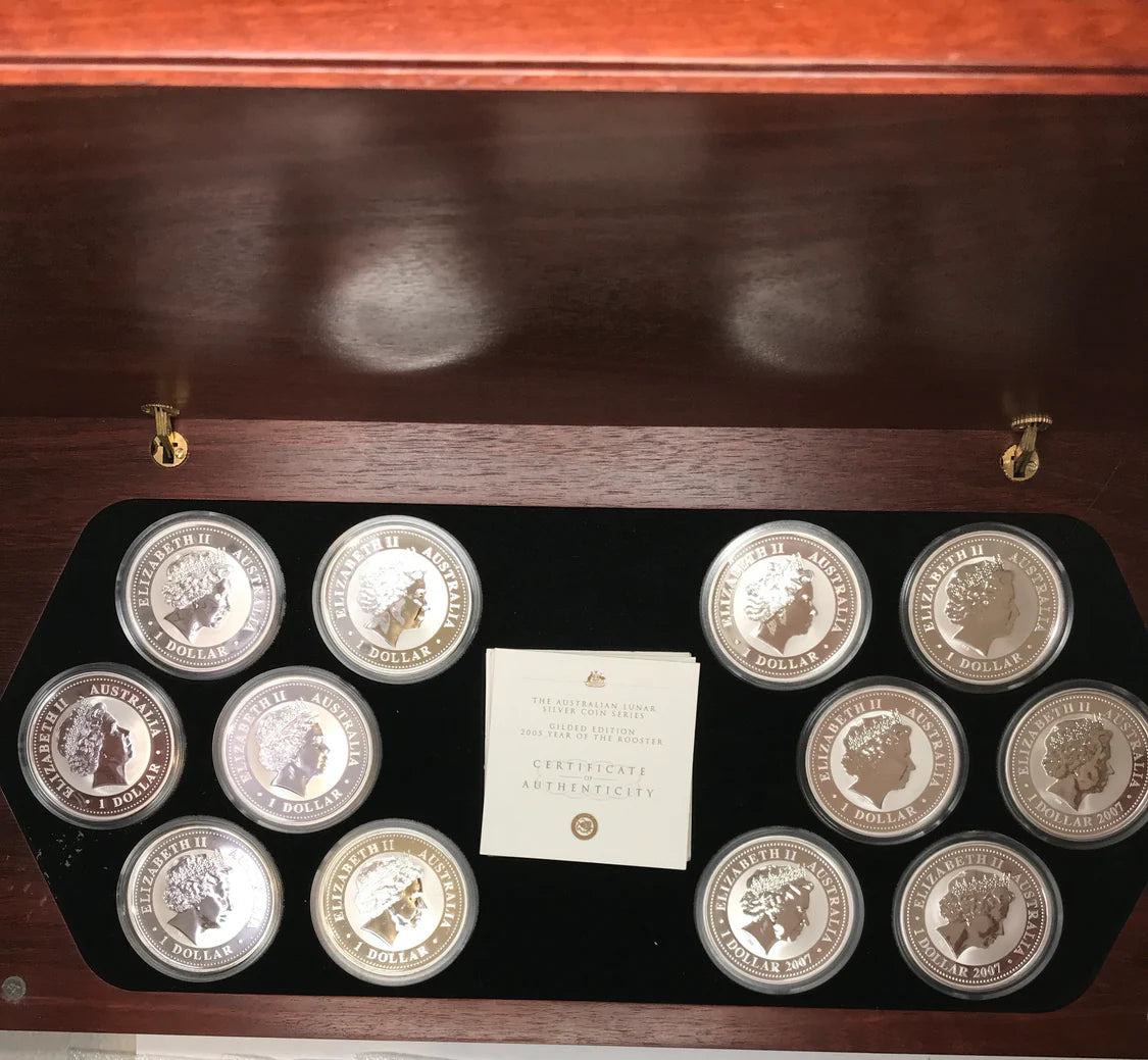 1999-2010 Perth Mint Lunar Gilded 1oz Silver 12 Coin Set
