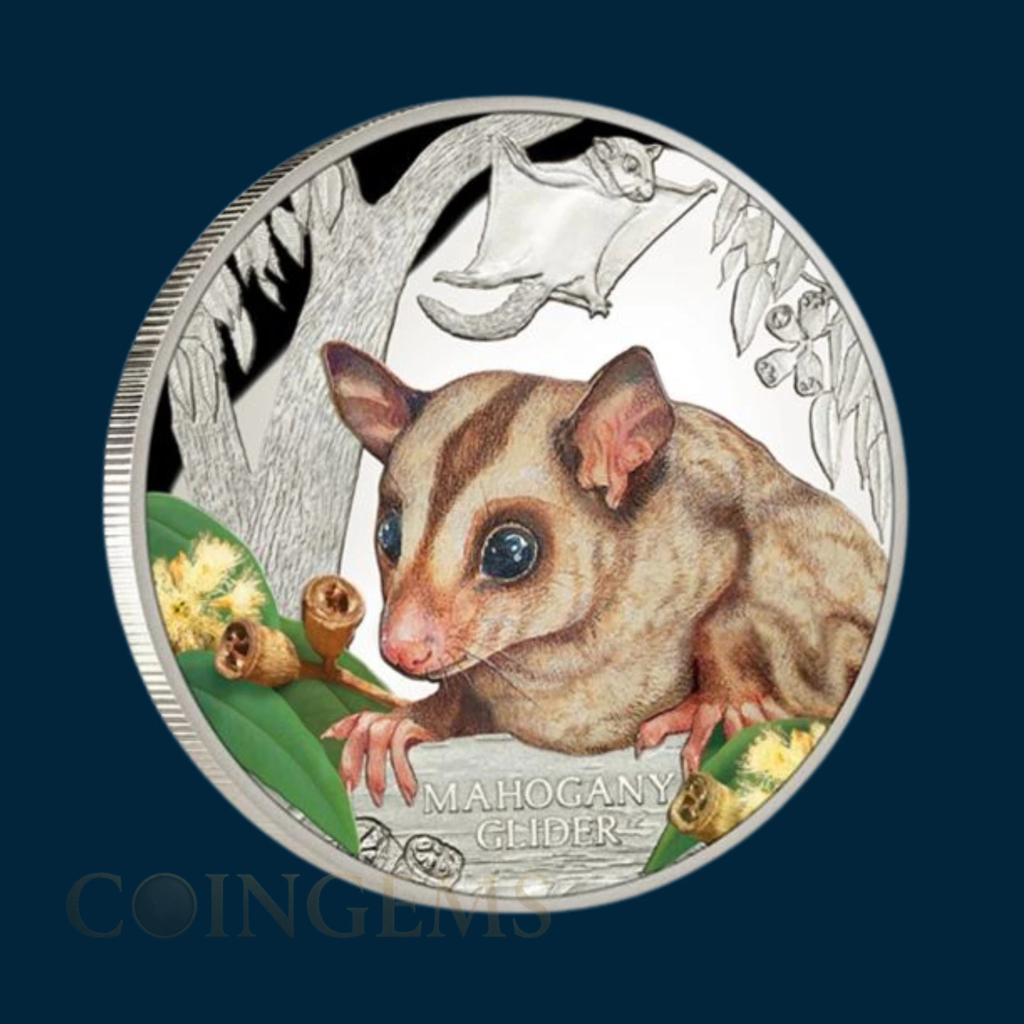 2015 Perth Mint Endangered Mahogany Glider 1oz Silver Coloured Proof Coin