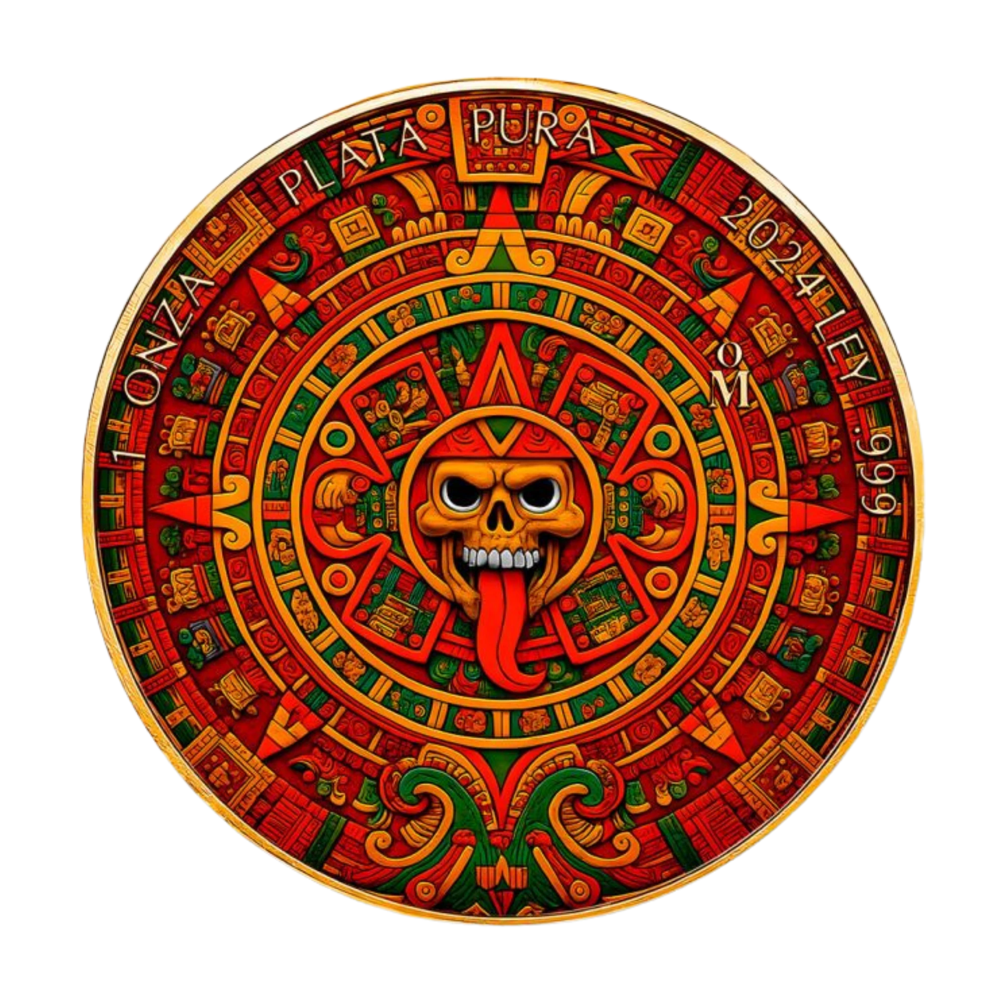 2024 Mexican Mint Libertad Aztec 1oz Silver Gilded Coloured Coin