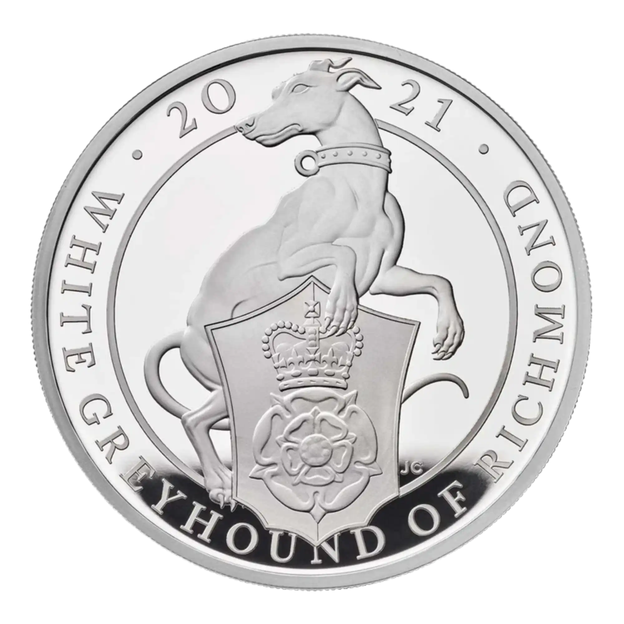 2021 Royal Mint Queen’s Beasts White Greyhound of Richmond 1oz Silver Proof Coin