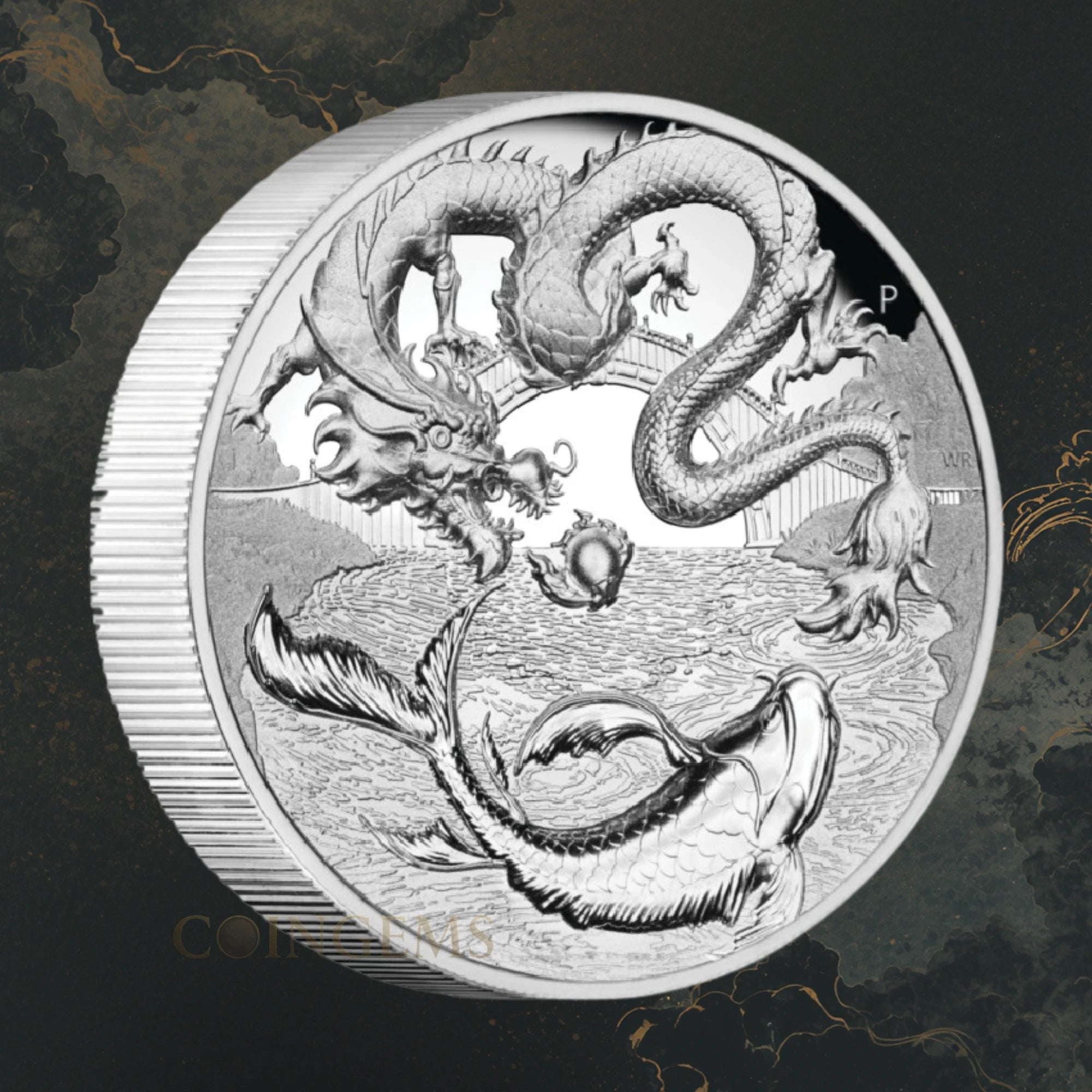 2023 Perth Mint Dragon & Koi 2oz Silver Proof Coin