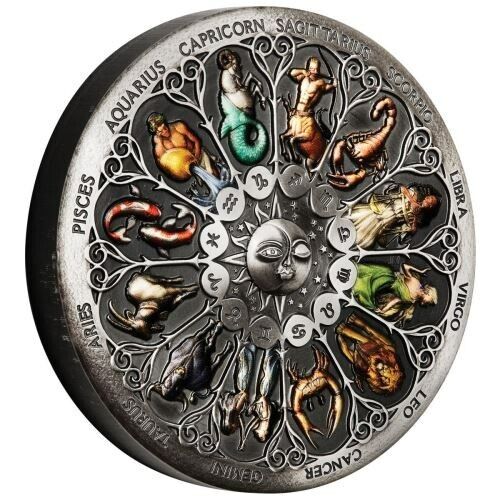 2020 PerthMint Zodiac 5oz Silver Antiqued Coloured Coin