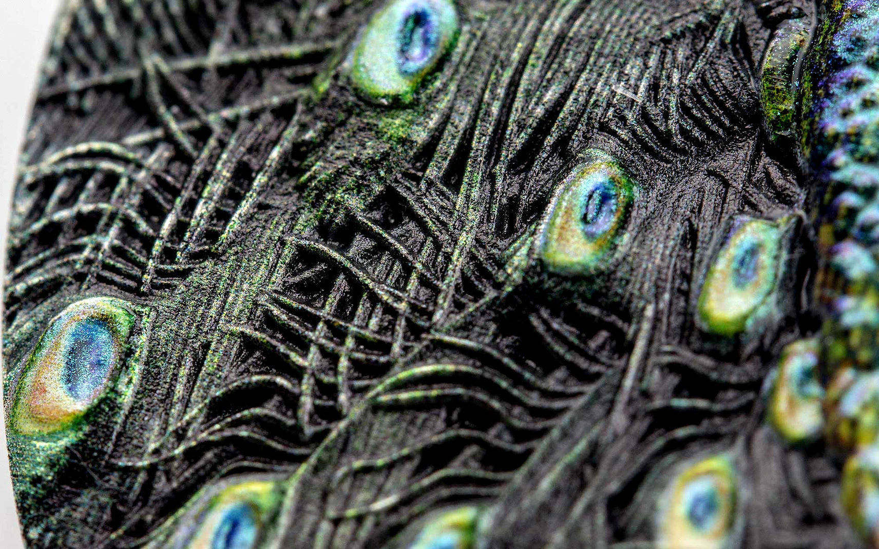 2022 Niue Peacock 3oz Silver Antique Finish Coin with Crystal Insert