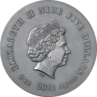 2022 Niue Wildlife Green Mamba 2oz Silver Antique Finish Gilded Coin