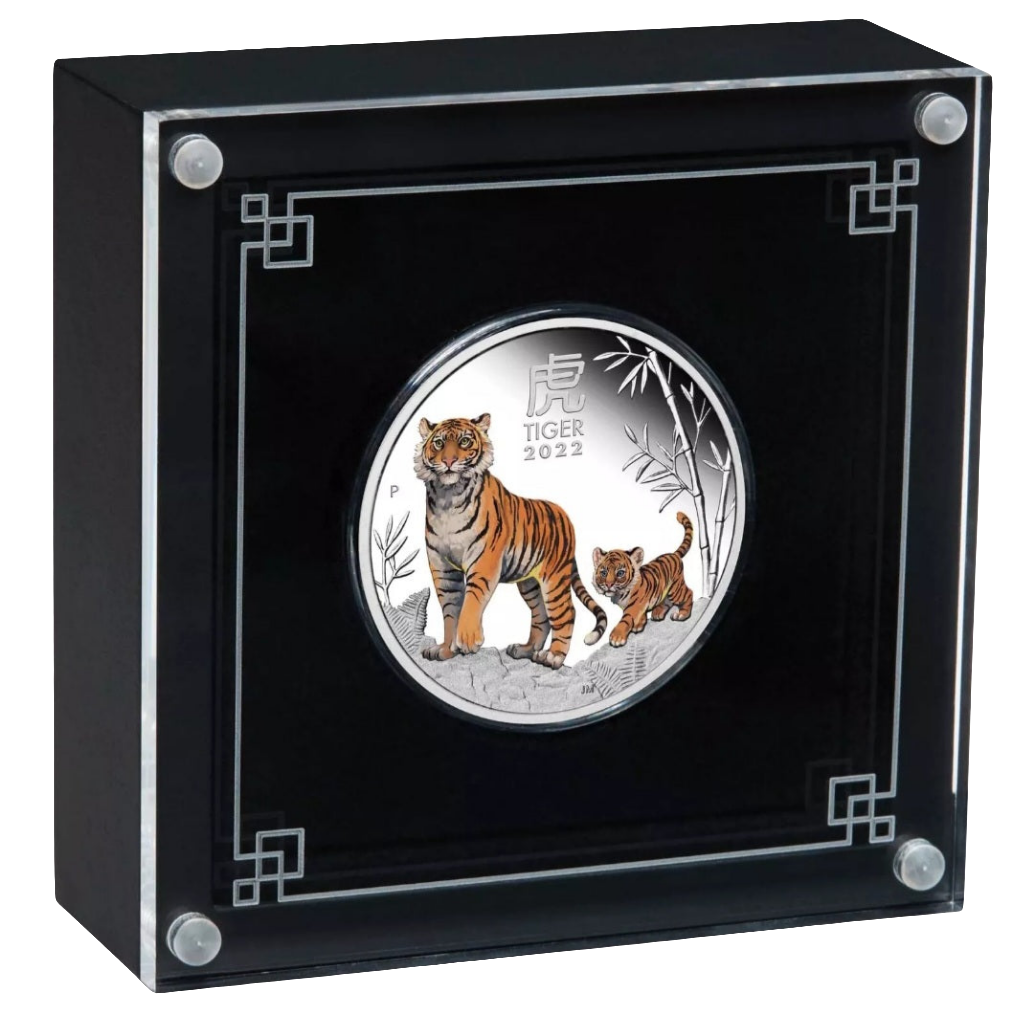 2022 Perth Mint Lunar Series III Tiger 1/2 oz Silver Coloured Proof Coin