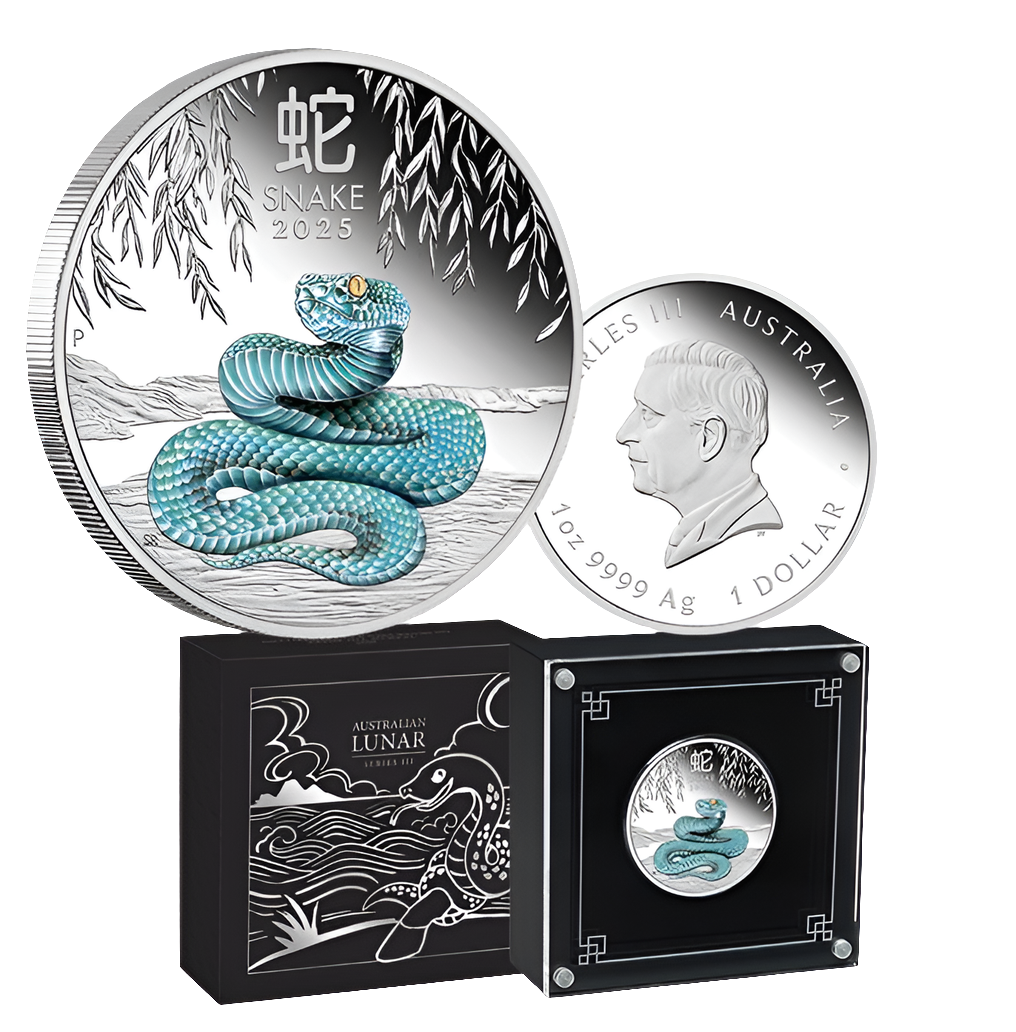 2025 Perth Mint Lunar Snake 1oz Silver Coloured Proof Coin