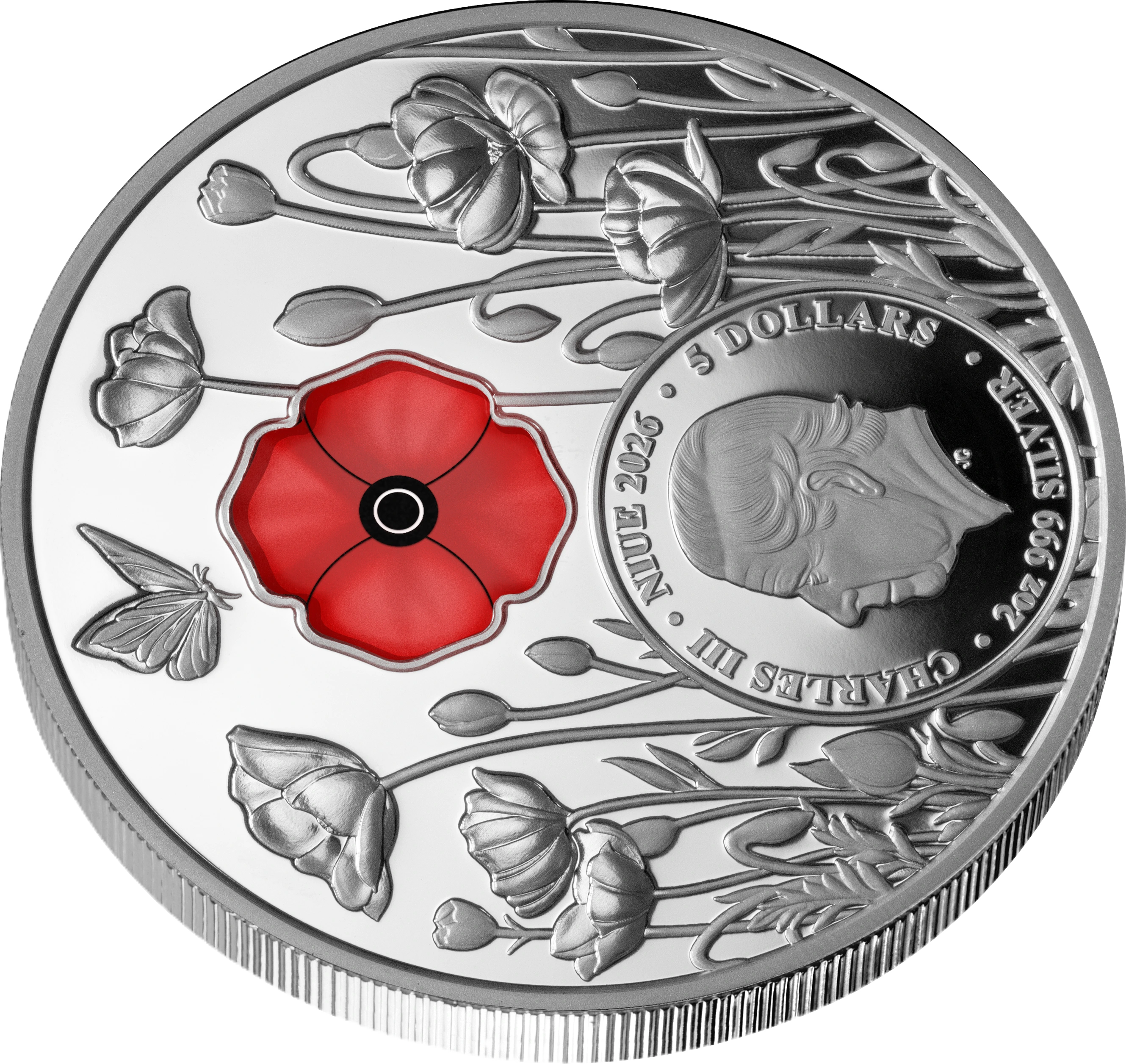 2026 Niue Red Poppy Window 2oz Silver Proof Coin