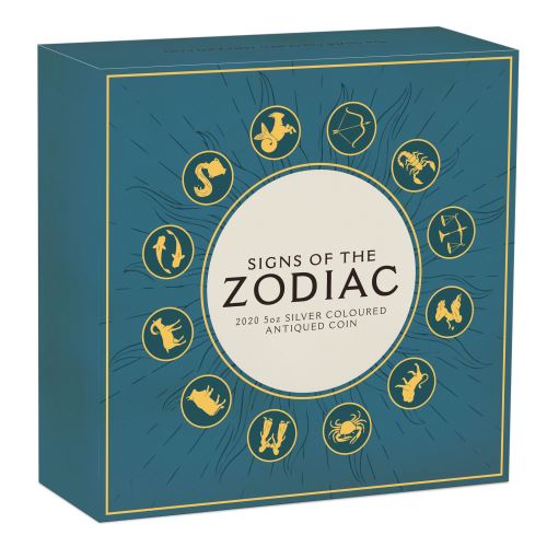 2020 PerthMint Zodiac 5oz Silver Antiqued Coloured Coin
