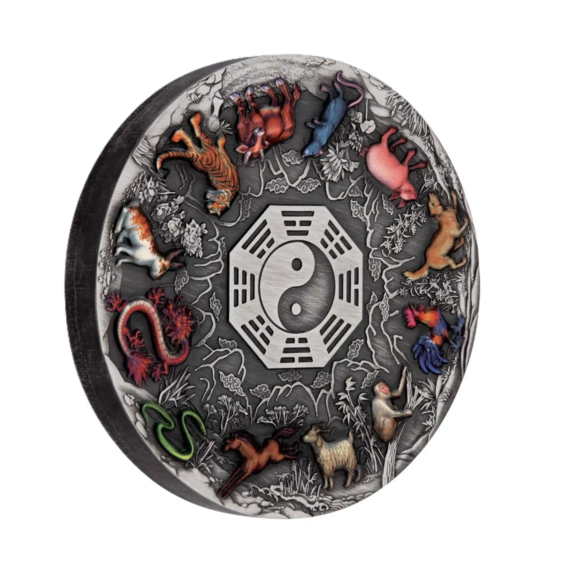 2022 Perth Mint Twelve Lunar Animals 5oz Silver Antiqued Coloured Coin