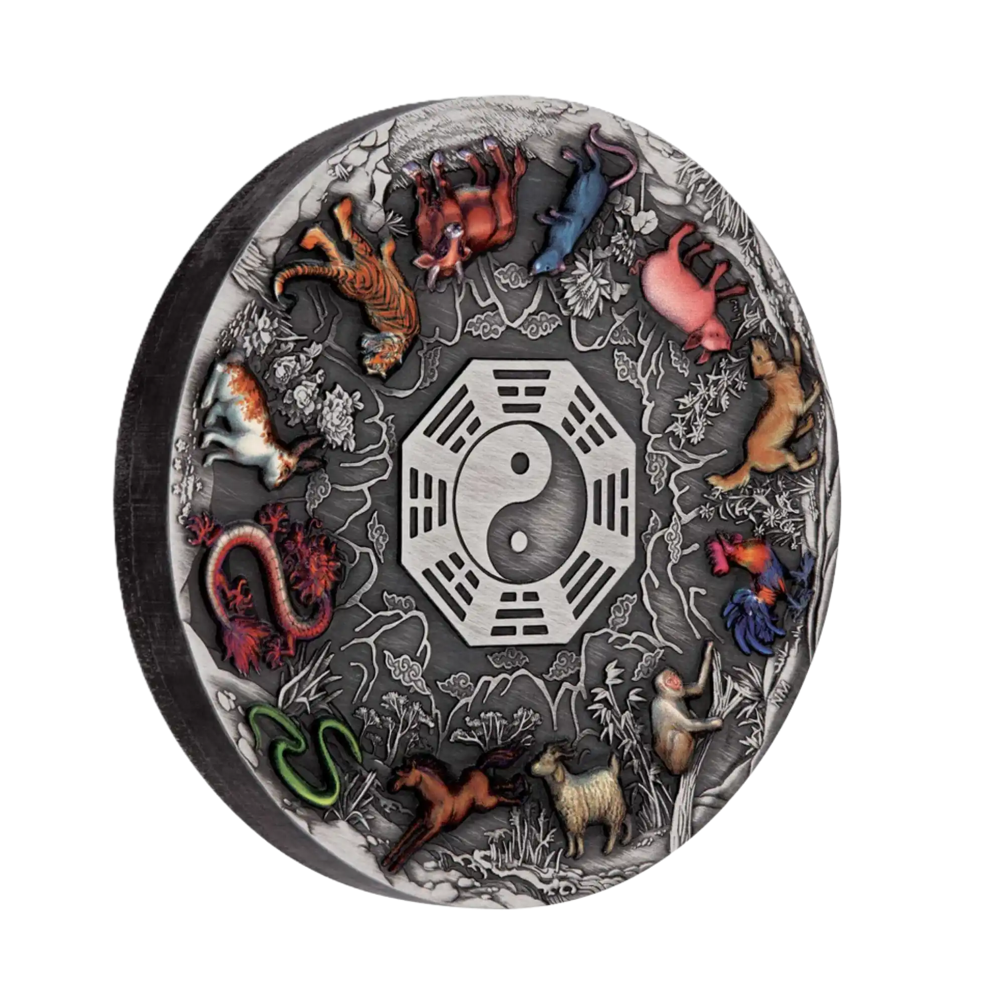2022 Perth Mint Twelve Lunar Animals 5oz Silver Antiqued Coloured Coin
