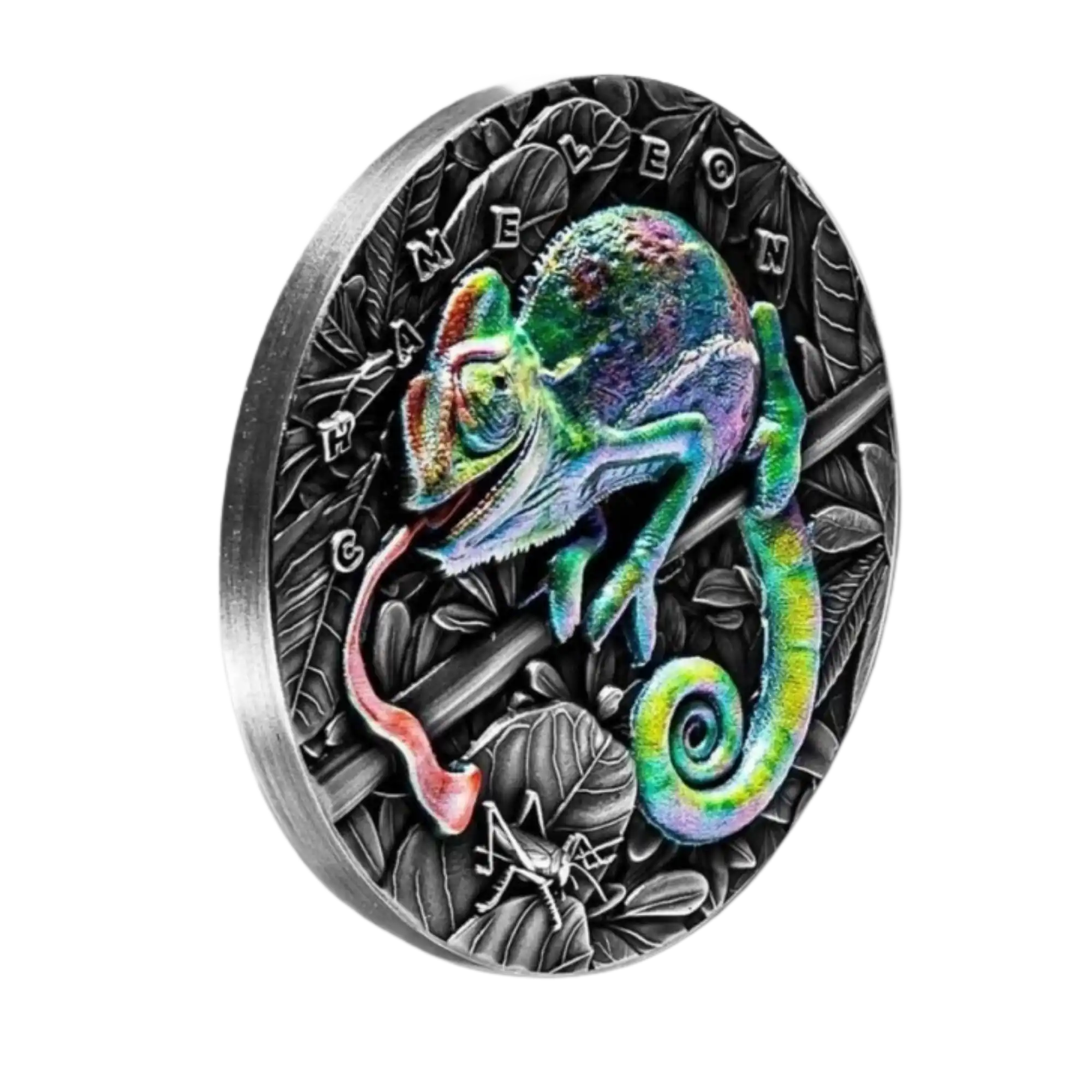 2021 Niue Chameleon 3oz Antiqued HR Silver Coin