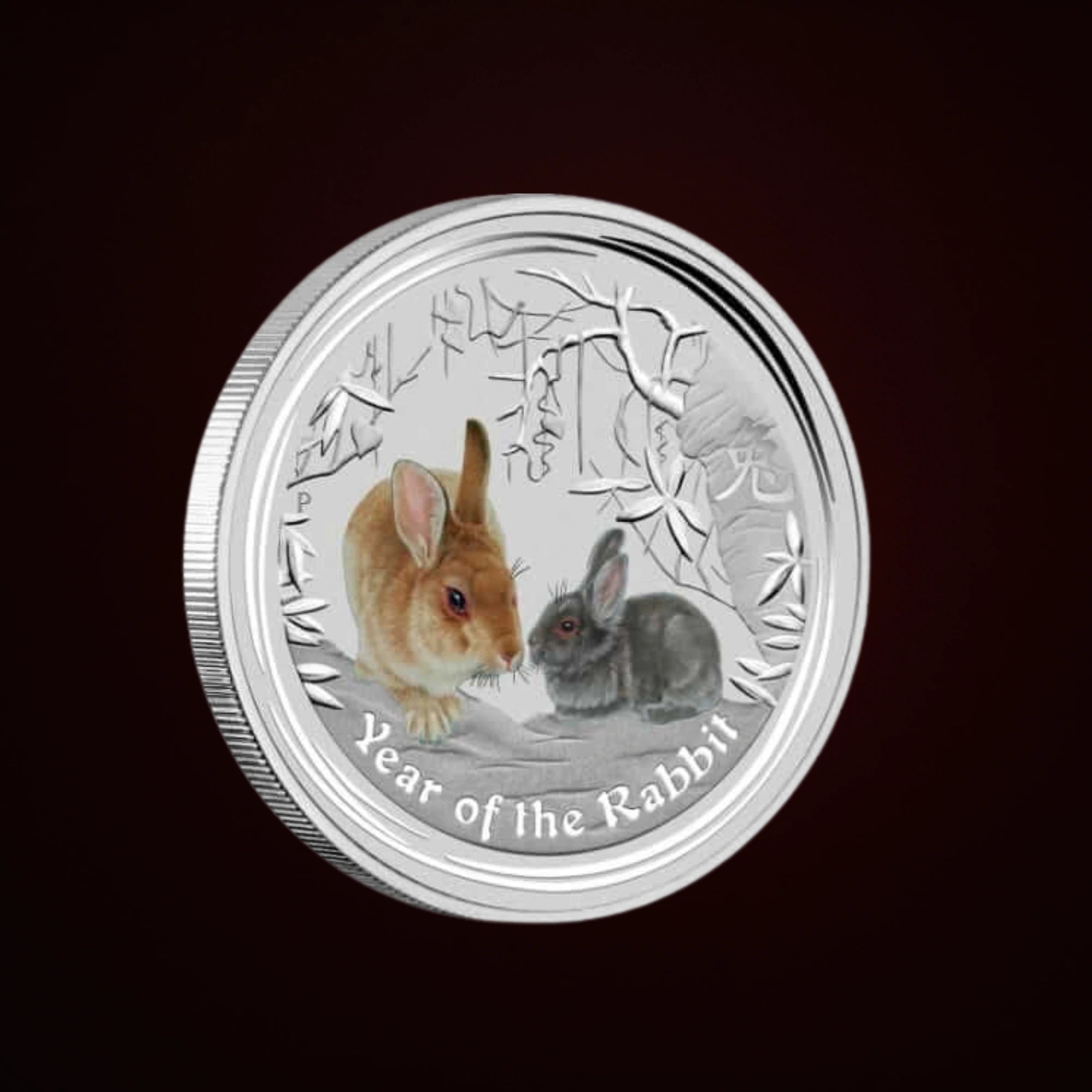 2011 Perth Mint Lunar Rabbit 1oz Silver Coloured Coin