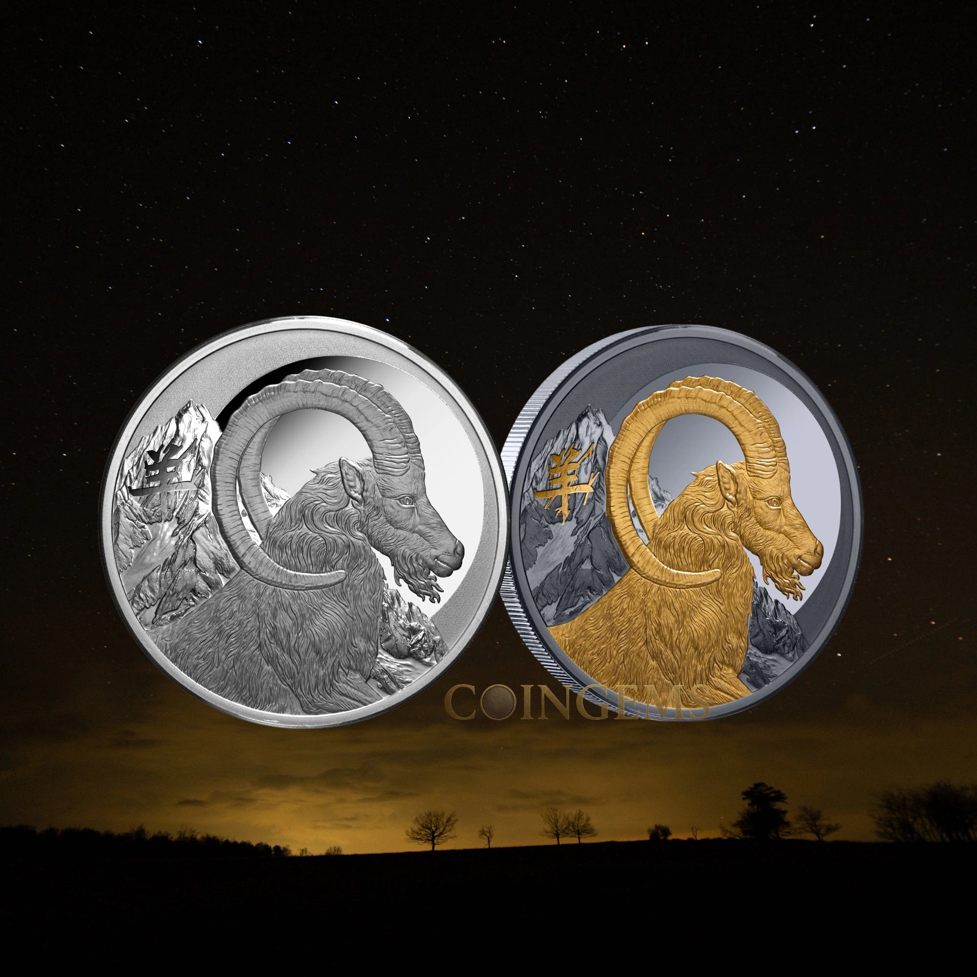 2027 Niue Lunar Goat 1oz Silver Proof & Gold Plated 2 Coin Collection