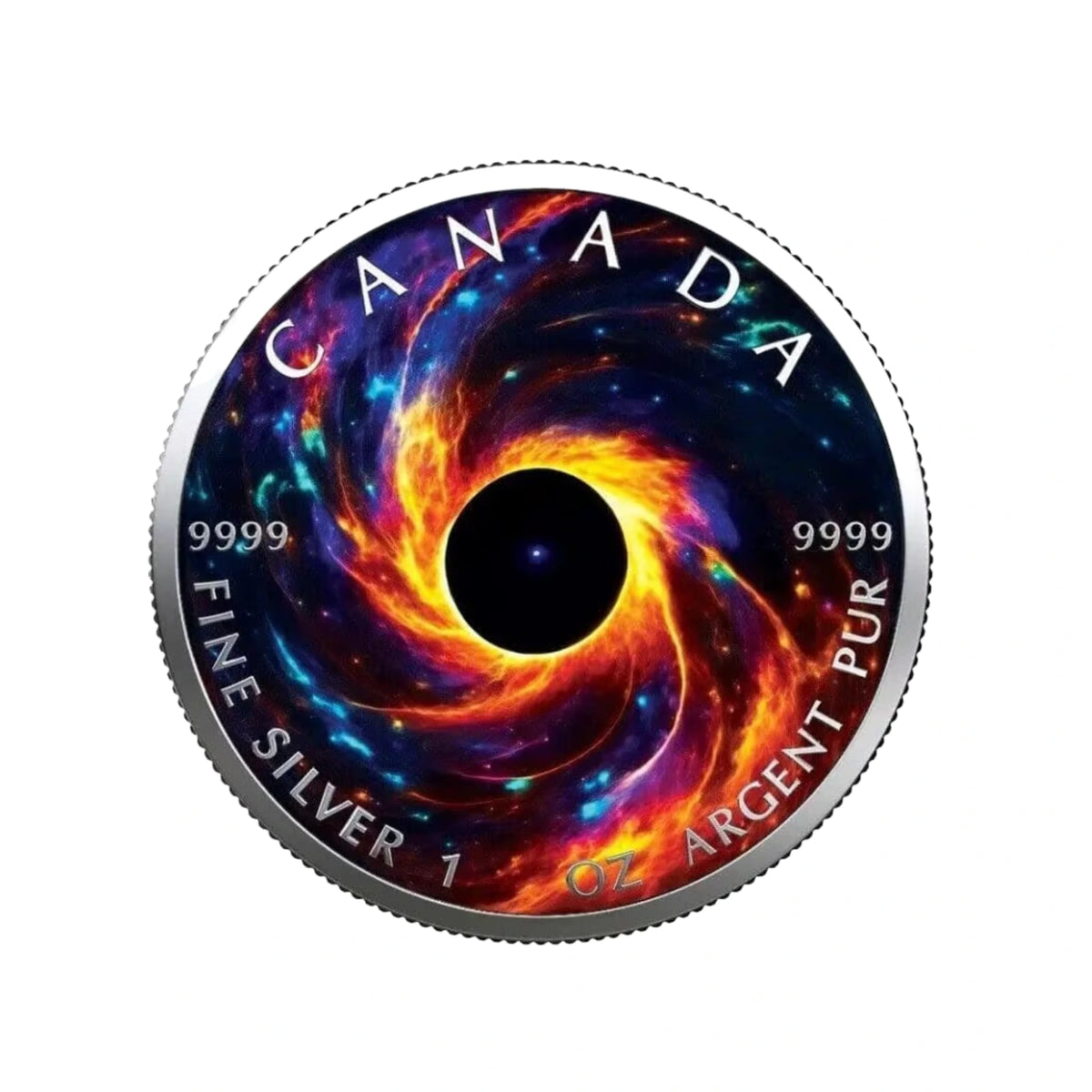 2023 RCM Black Hole Holographic Maple Leaf 1oz Silver BU Coin