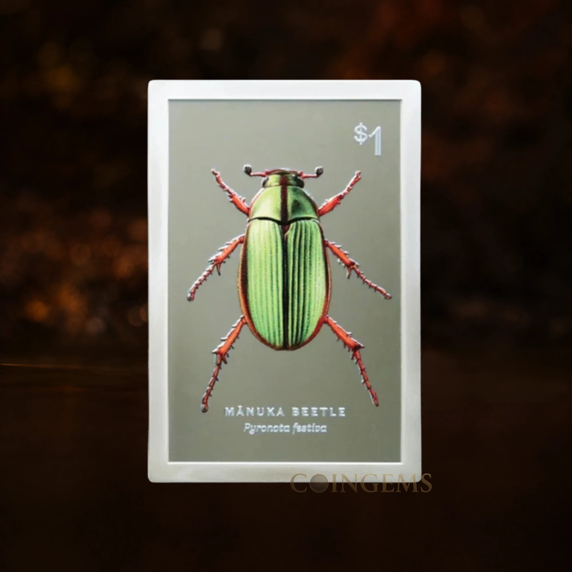 2026 Mānuka Beetle 2oz Silver Proof Coloured HR Coin