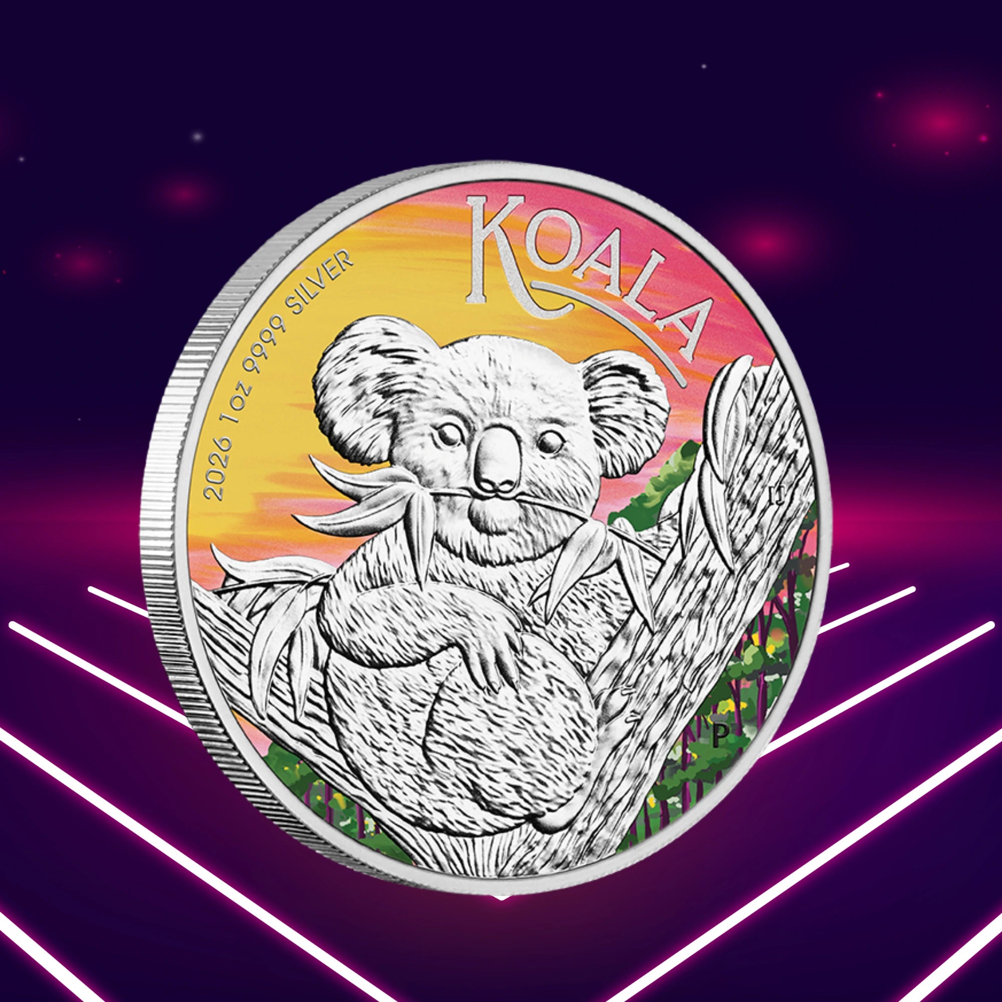 2026 Perth Mint Koala 1oz Silver Coloured Coin In Card