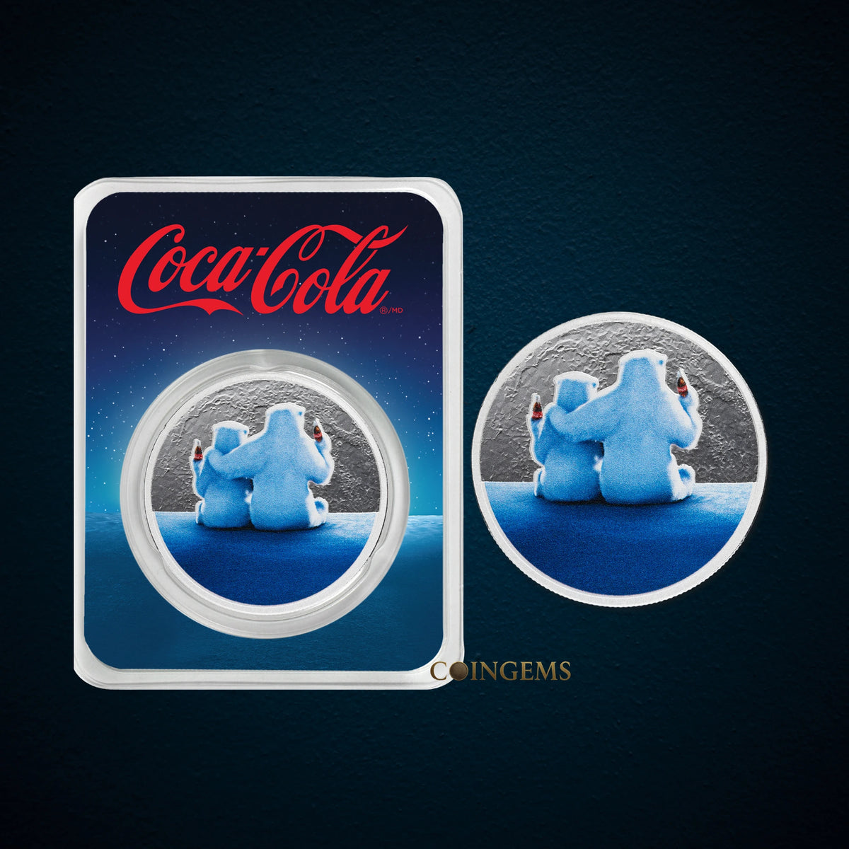 PAMP Coca-Cola Polar Bears 1oz Silver Coloured Coin