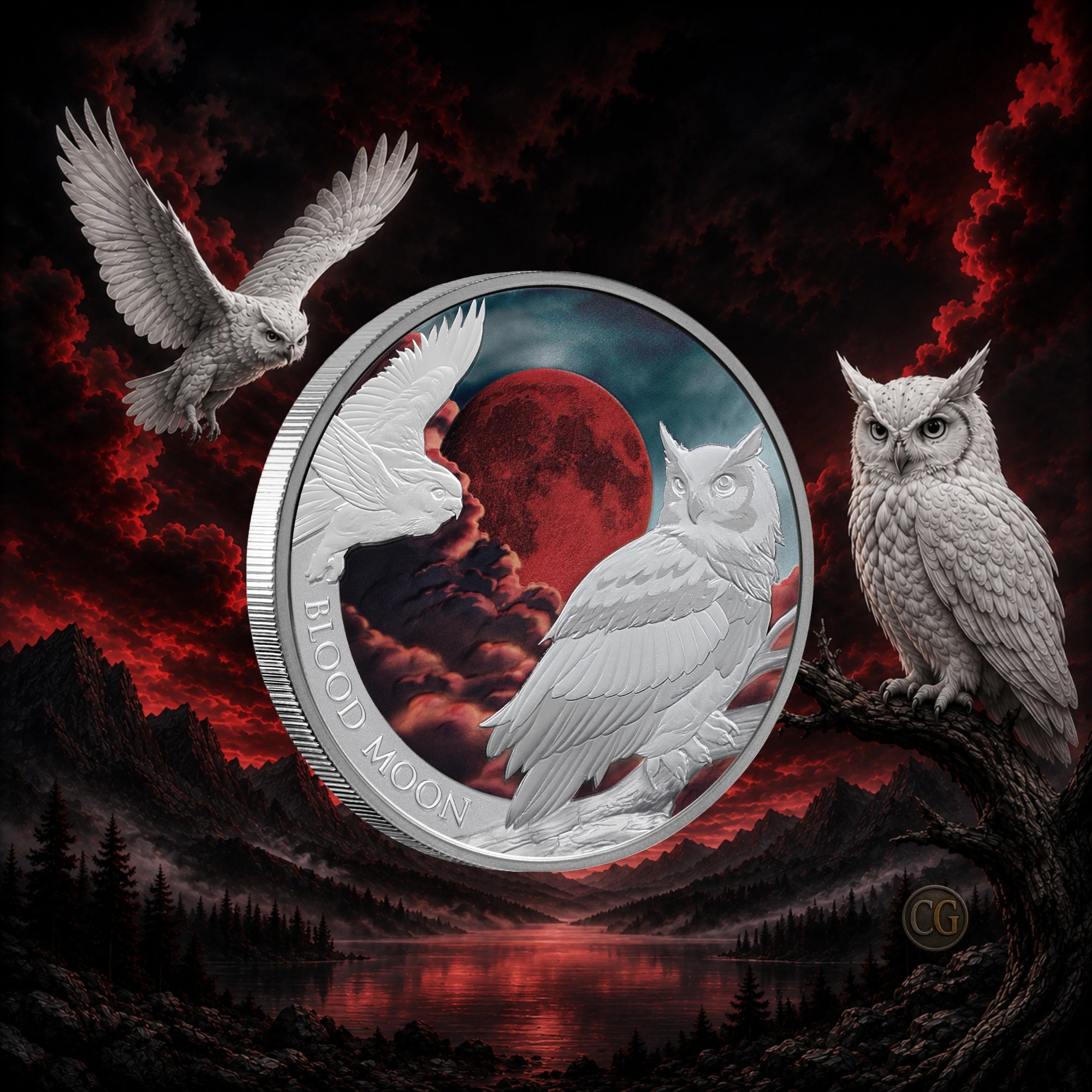 2026 Perth Mint Blood Moon 1oz Silver Coloured Coin