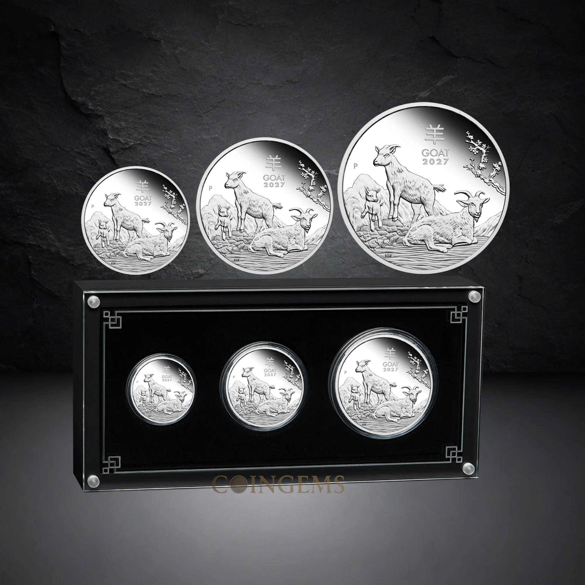 2027 Perth Mint Lunar Series III Goat Silver Proof Three Coin Set