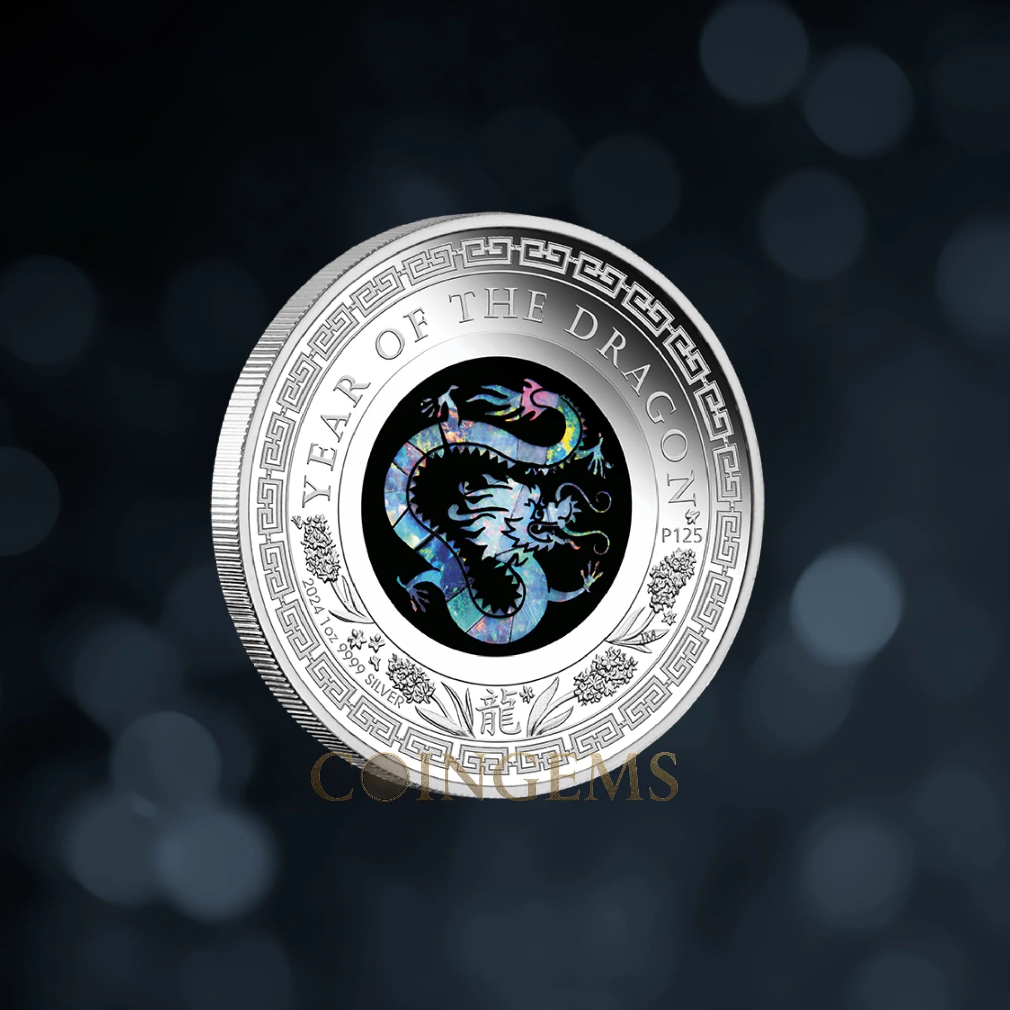 2024 Perth Mint Opal Lunar Dragon 1 oz Silver Proof Coin