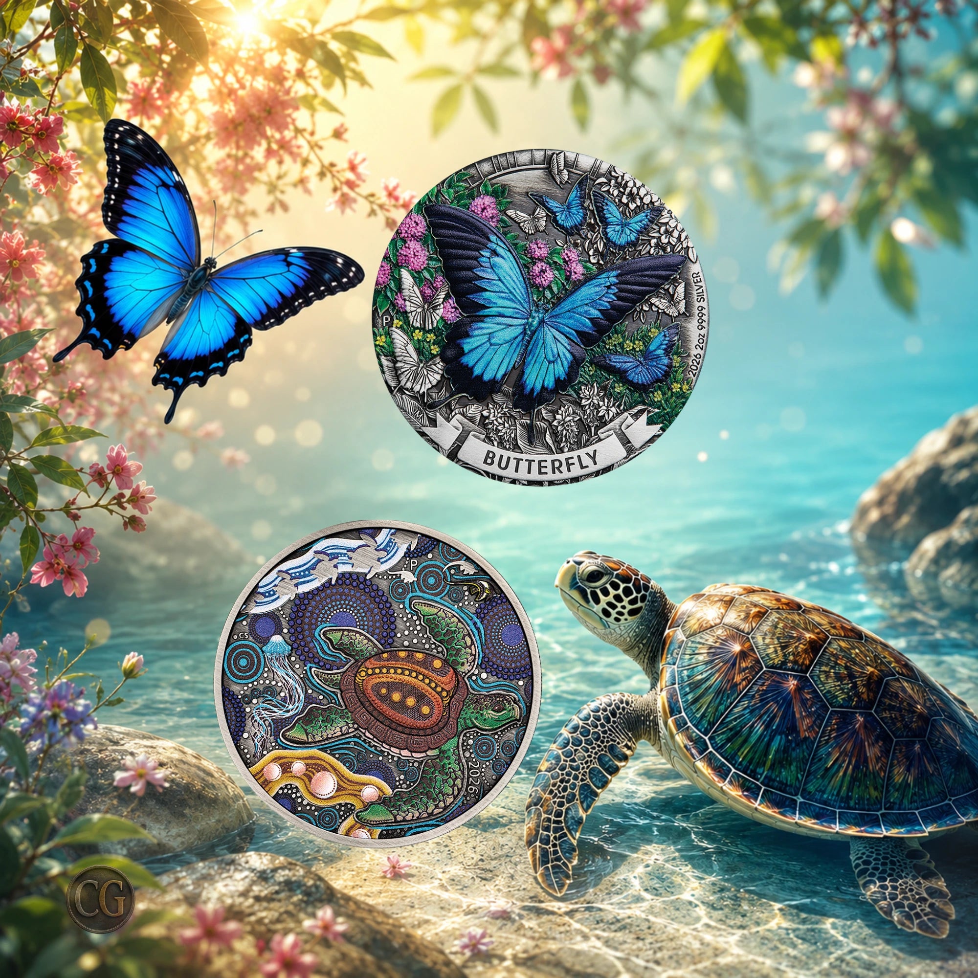 2026 Perth Mint Butterfly & Turtle Yaunati 2oz Silver Coin Collection
