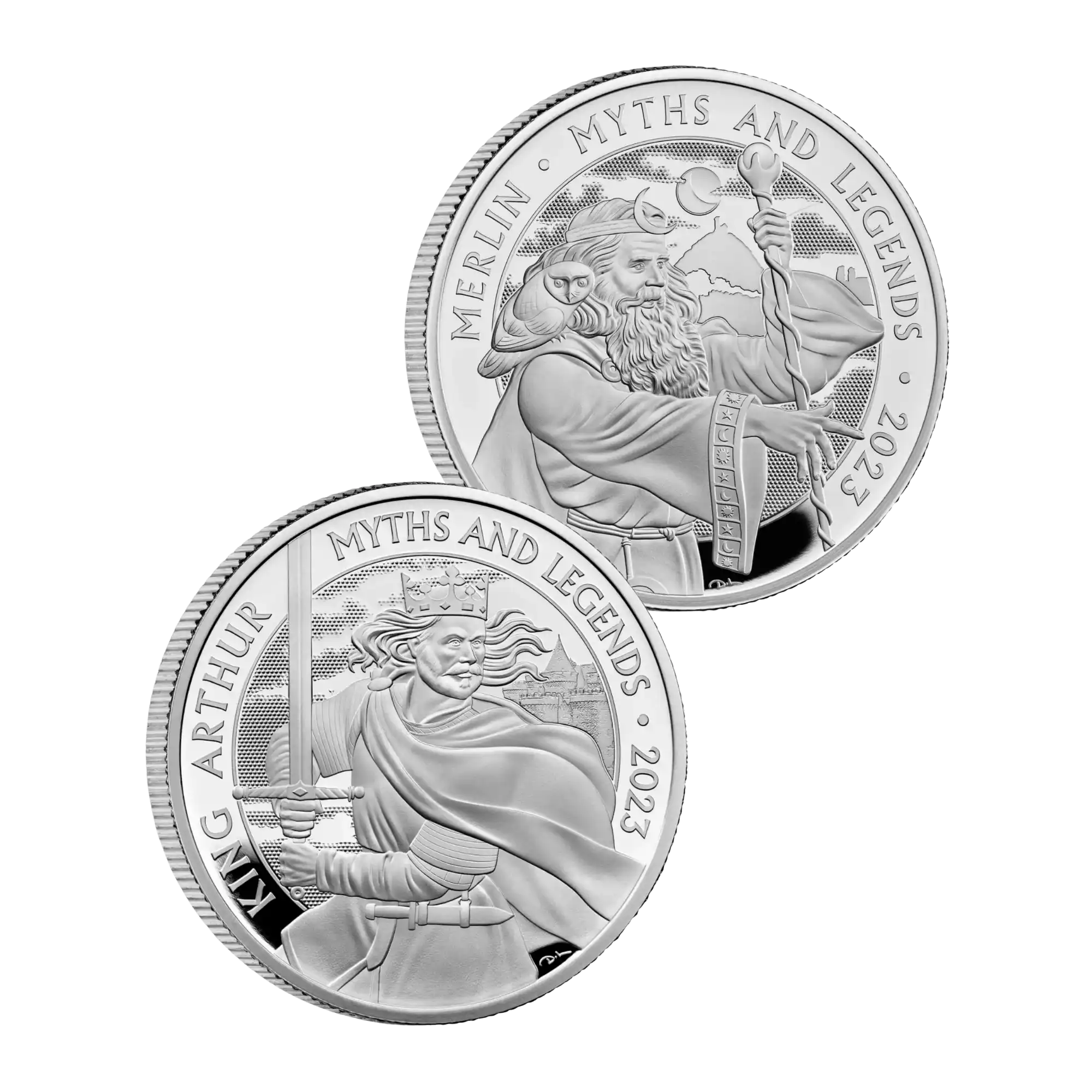 2023 Royal Mint King Arthur & Merlin 1oz Silver Proof 2-Coin Collection