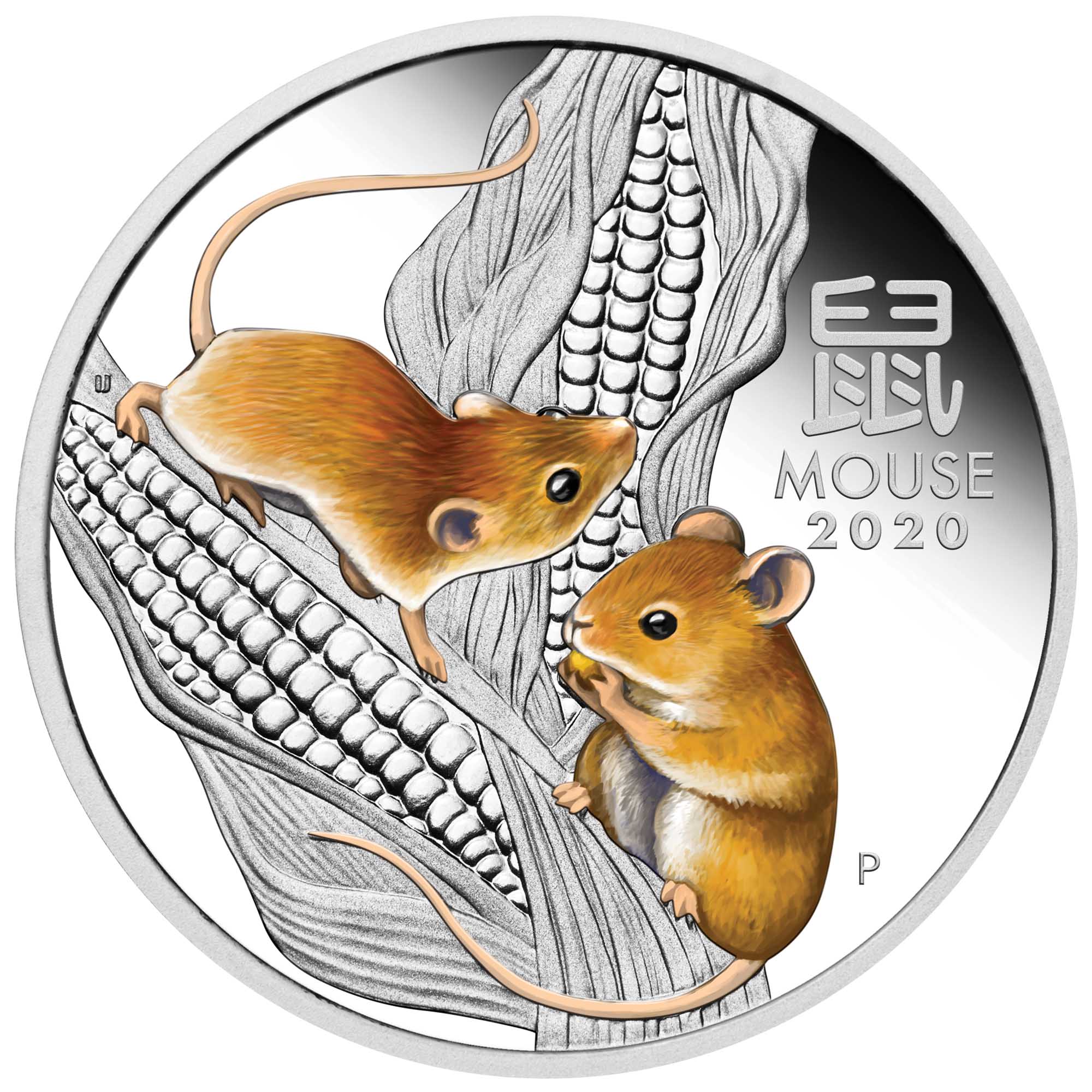 2020 Perth Mint Lunar Year Mouse 1oz Silver Proof Coloured Coin