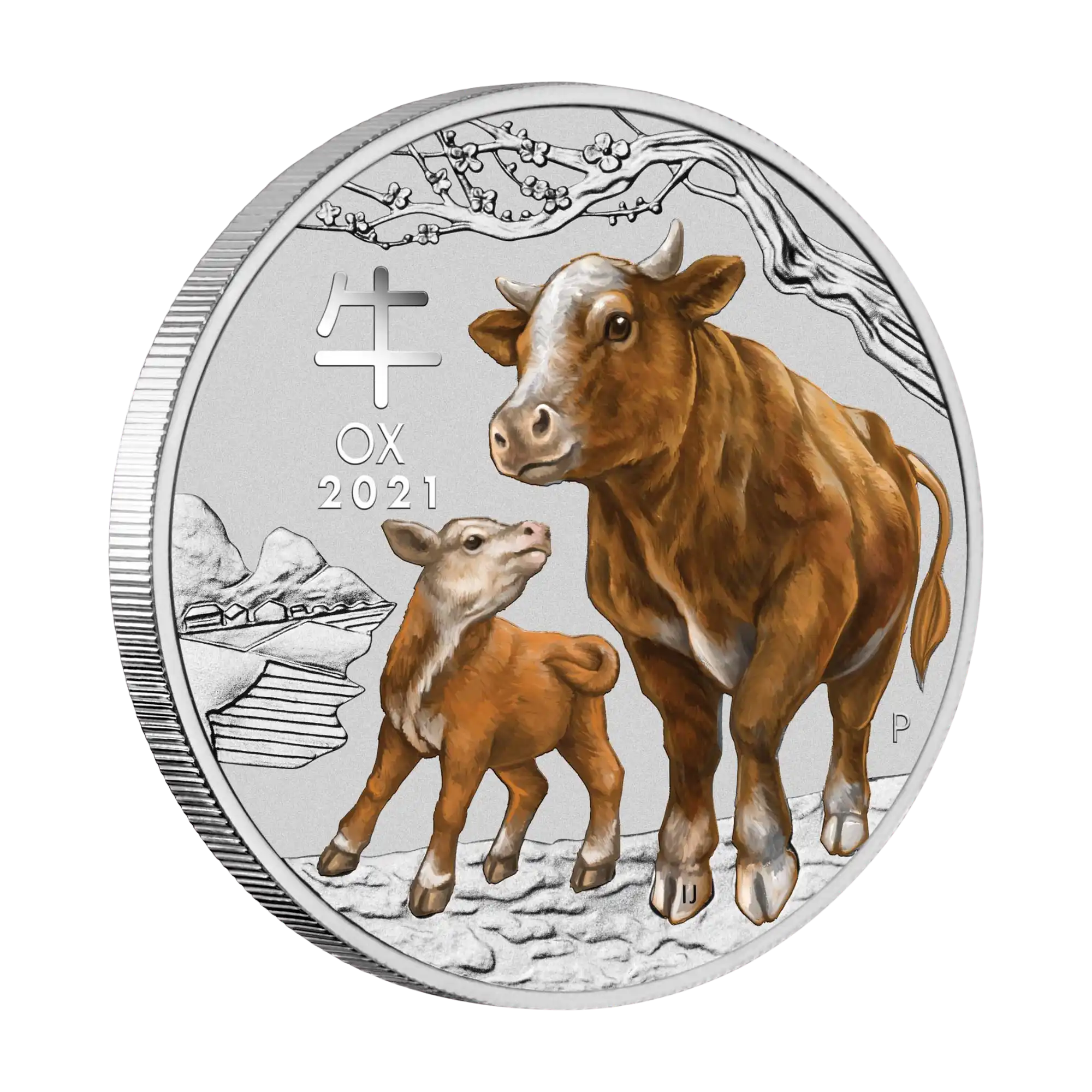 2021 Perth Mint Lunar Ox 1/4oz Silver Coloured Coin on Card