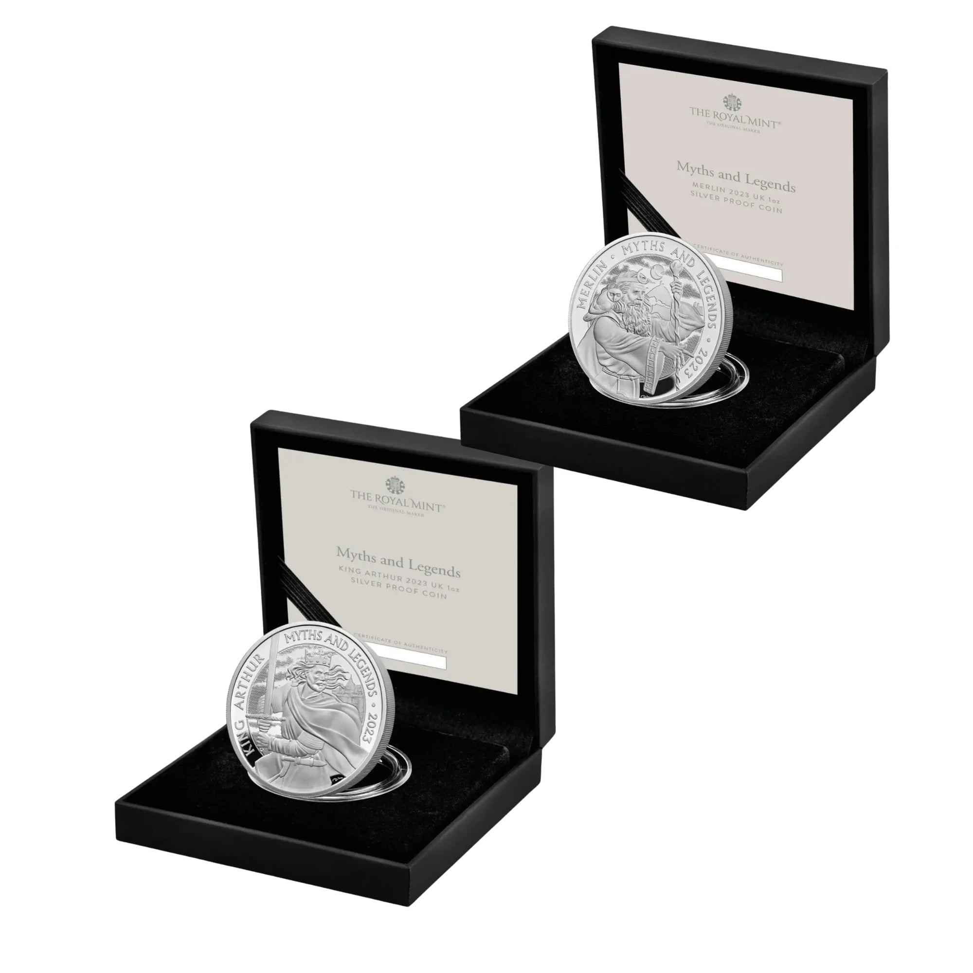 2023 Royal Mint King Arthur & Merlin 1oz Silver Proof 2-Coin Collection