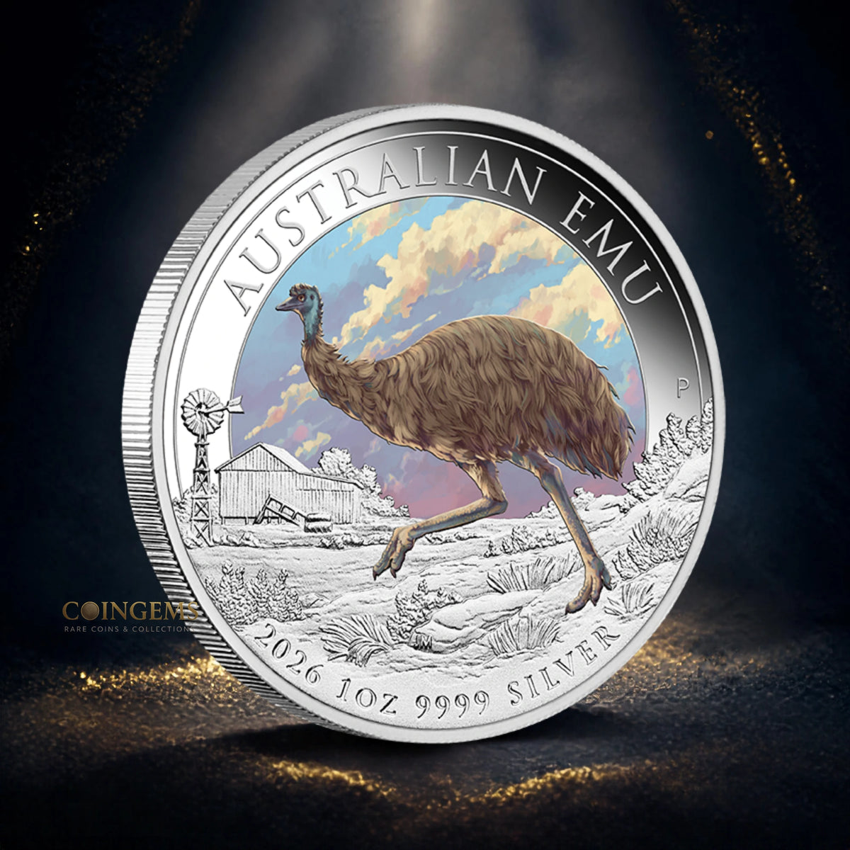 2026 Perth Mint Emu 1oz Silver Coloured Coin