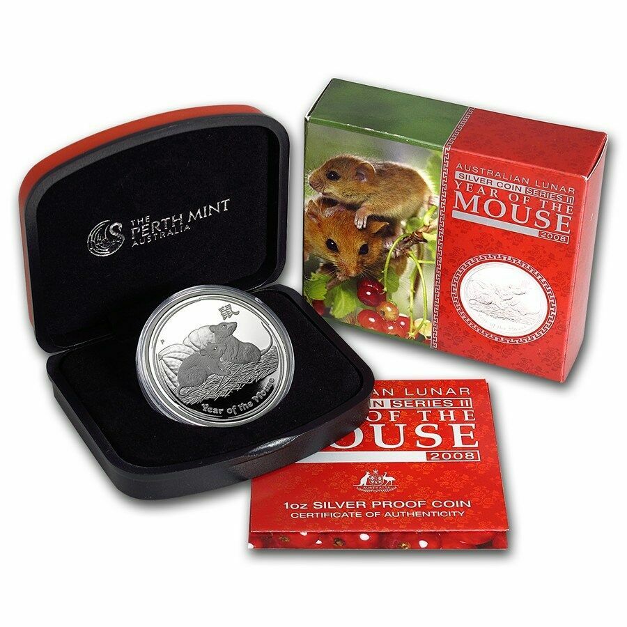 2008 Perth Mint Lunar Mouse 1oz Silver Proof Coin
