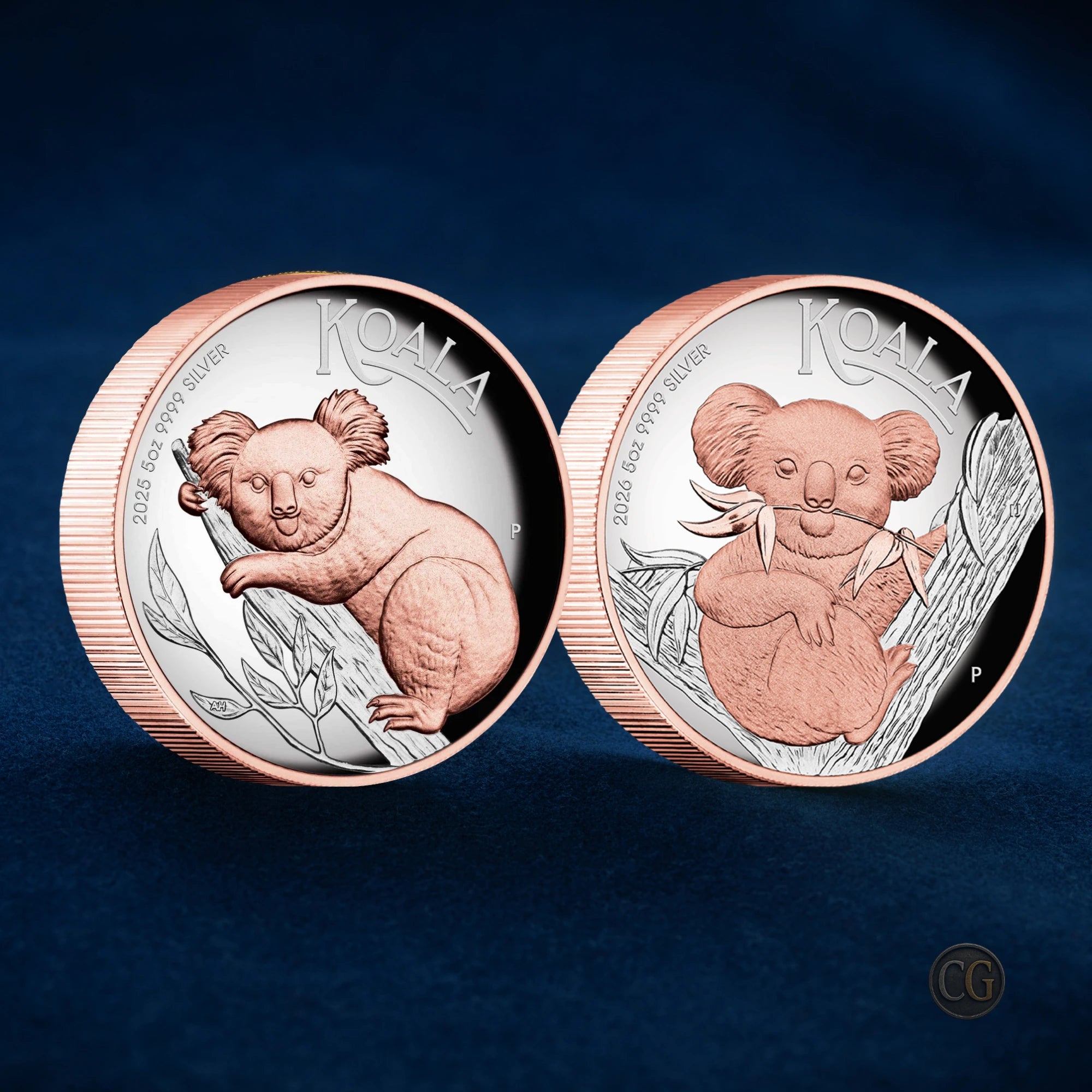 2025–2026 Perth Mint Koala 5oz Silver HR Gilded 2 Coin Collection