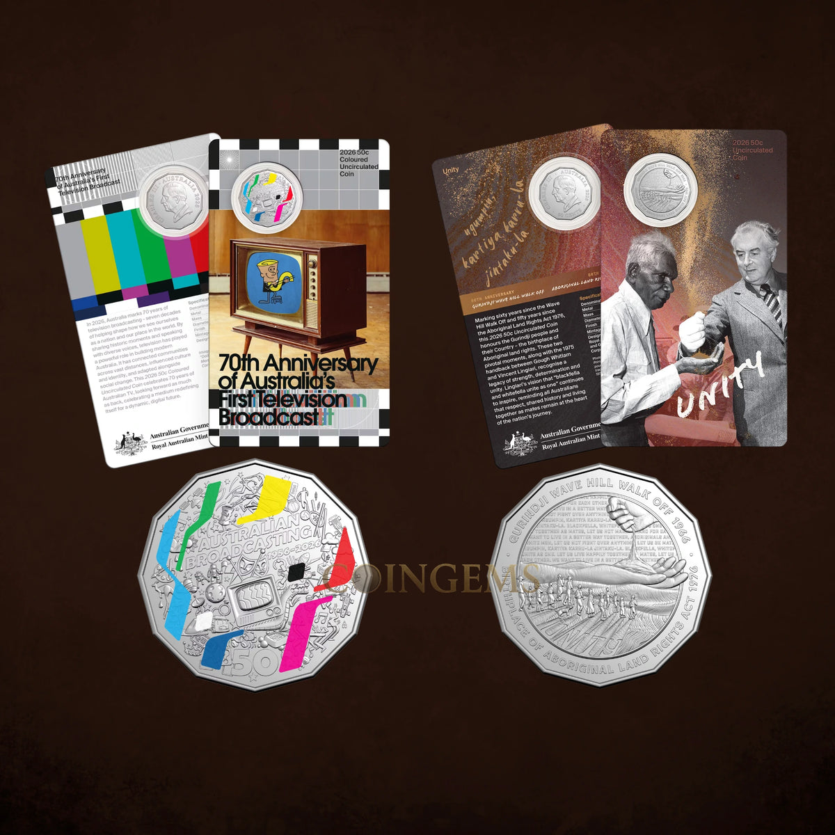 2026 RAM First TV Broadcast & Unity Wave Hill Walk 50c UNC 2-Coin Collection